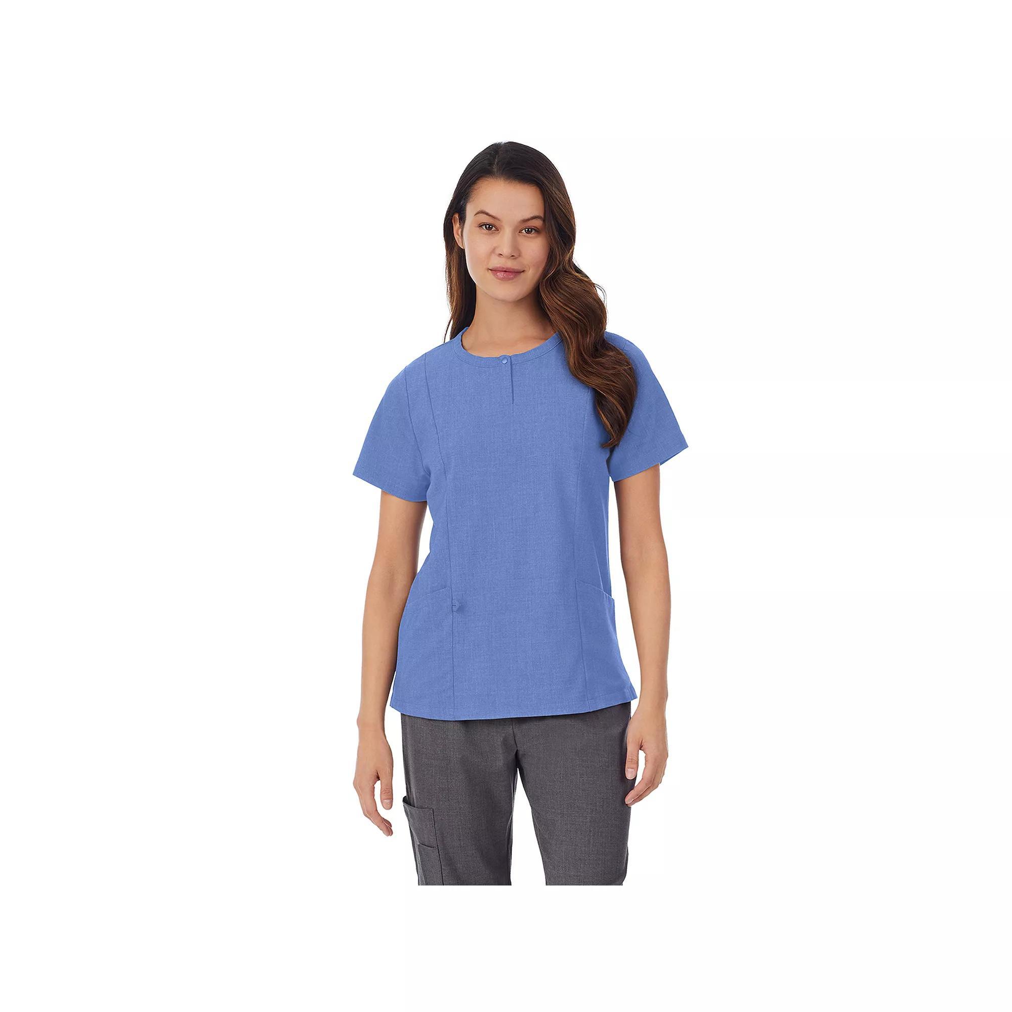 Women's Cuddl Duds® Scrubs Henley Top With 2 Pockets, Size: Large, Ceil Grey Product Image