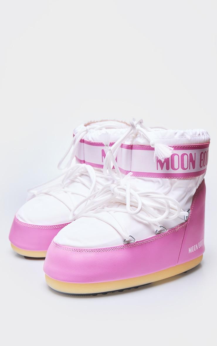 MOON BOOT Pink and White Icon Low Product Image