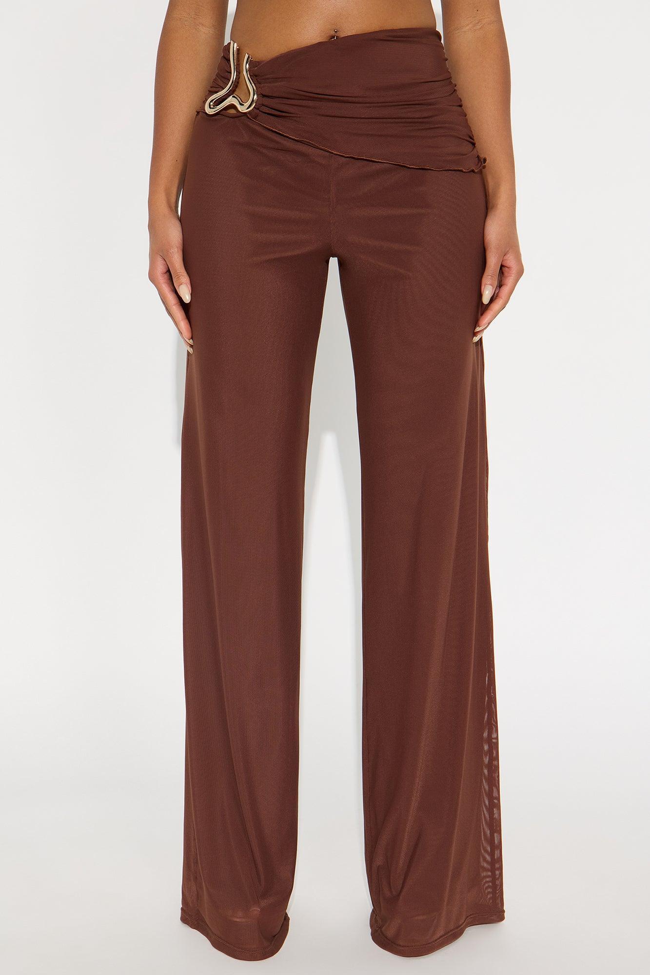 No Set Boundaries Mesh Wide Leg Pant - Brown Female Product Image