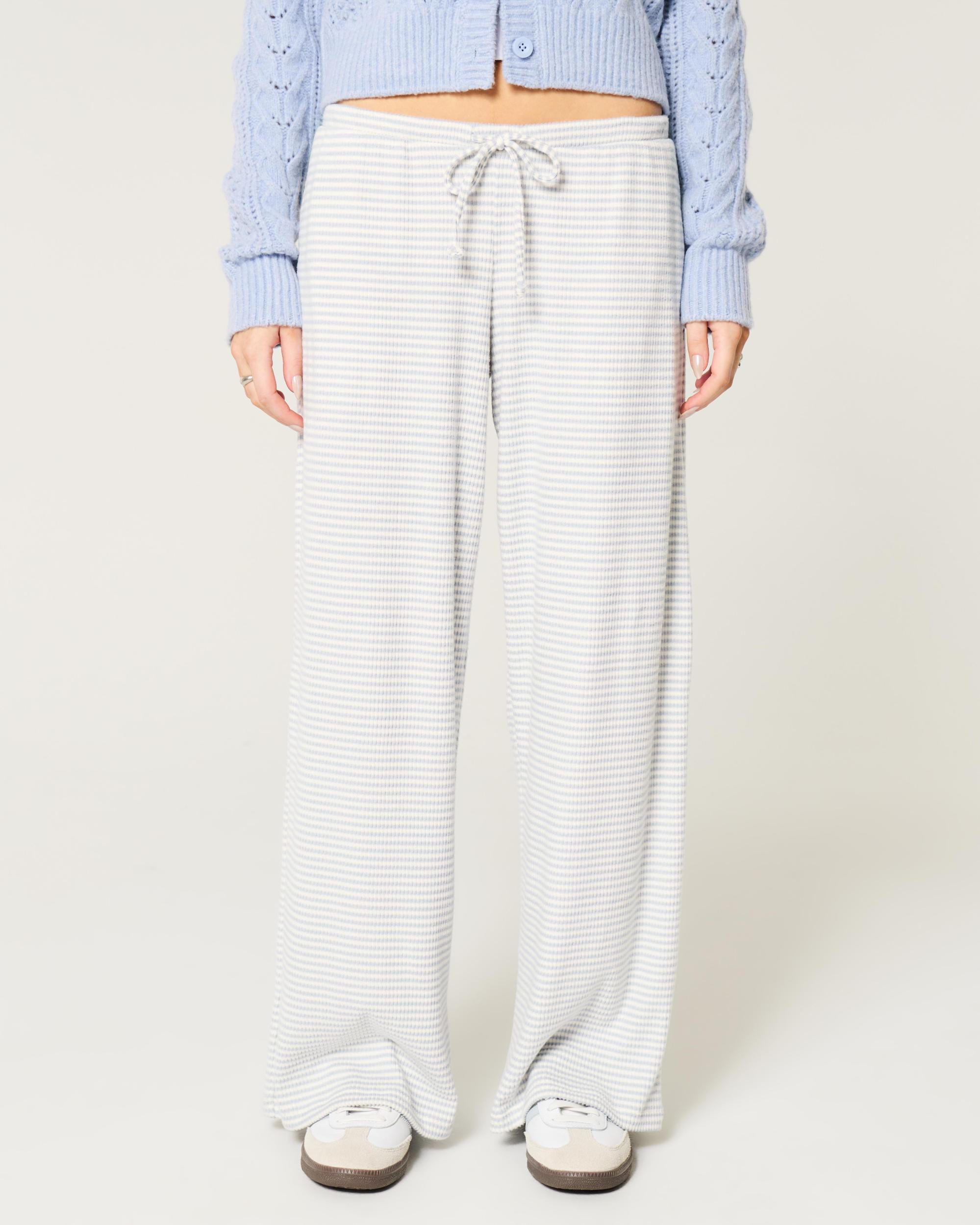 Cozy Ribbed Drawstring Baggy Pants Product Image