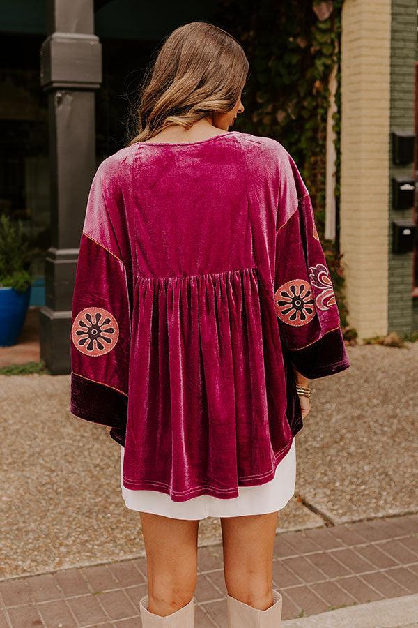 Feeling Boho Embroidered Velvet Top in Orchid Product Image