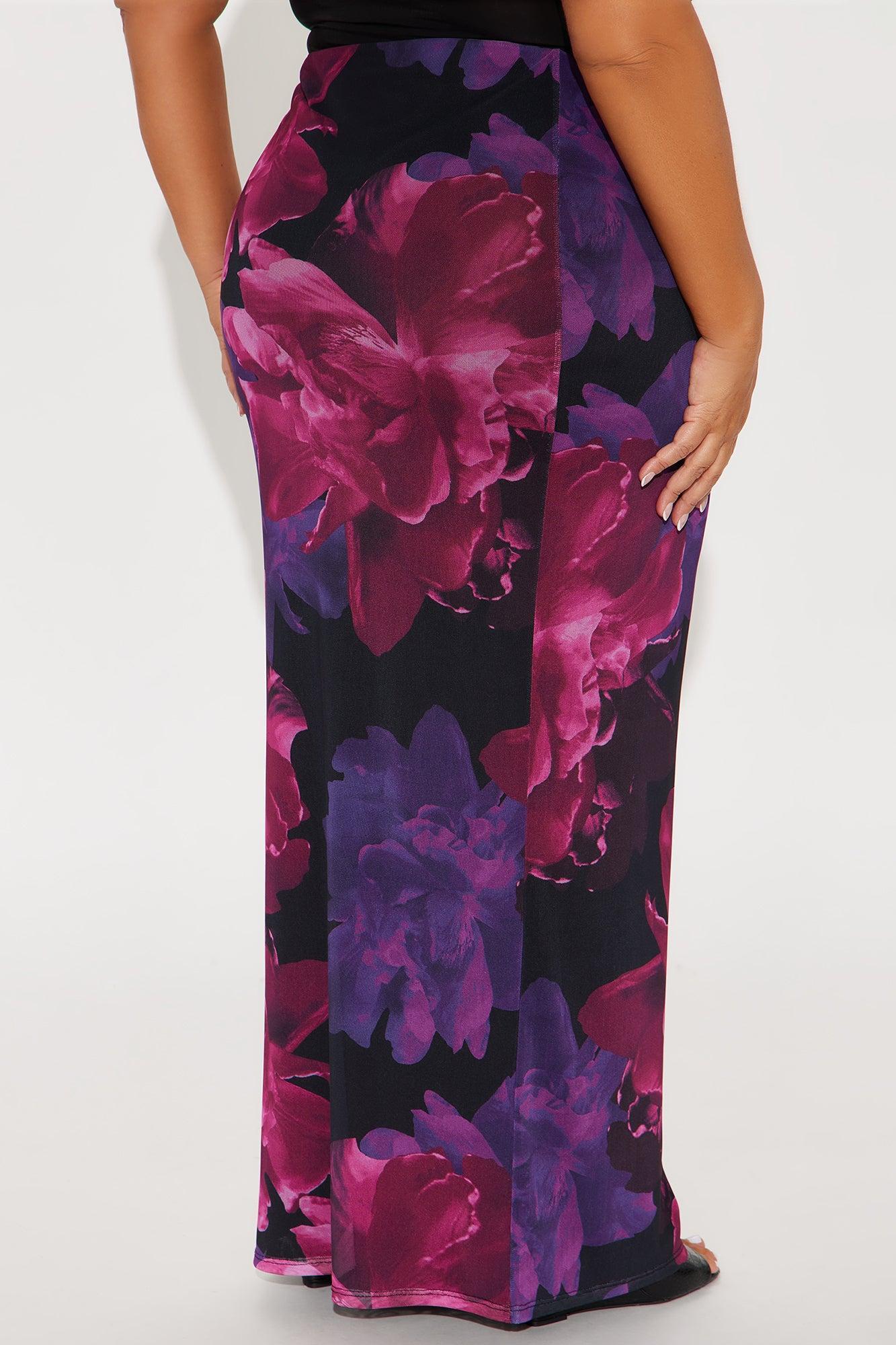 Midnight Bloom Mesh Maxi Skirt - Black/combo Product Image