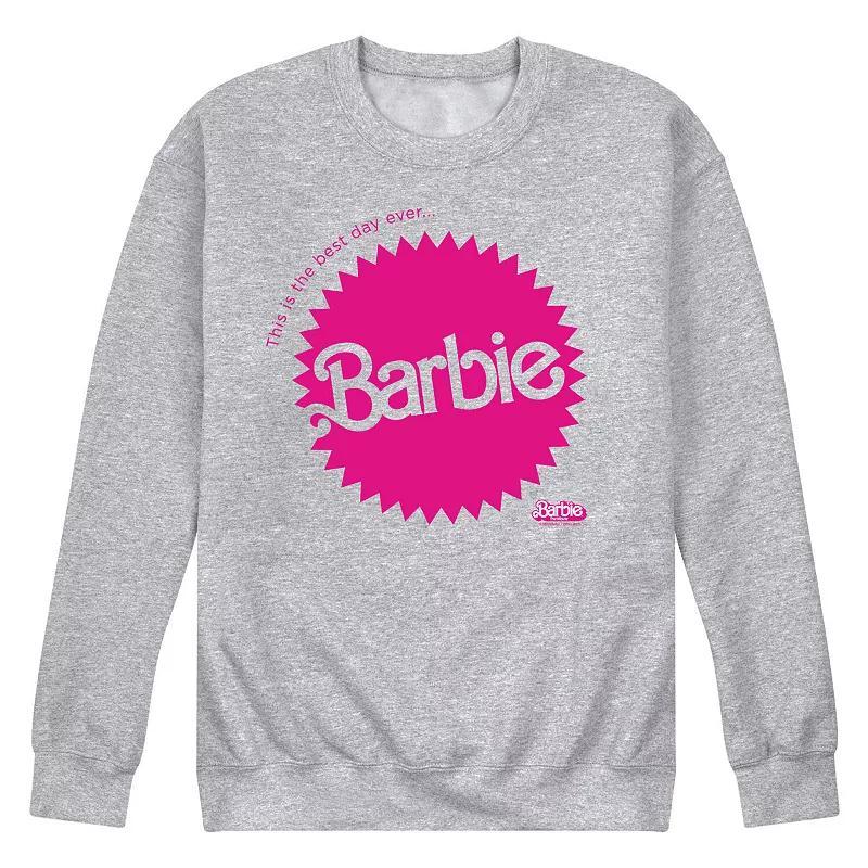 Mens Barbie The Movie Mattel Barbie Burst Fleece Sweatshirt Grey Gray Product Image