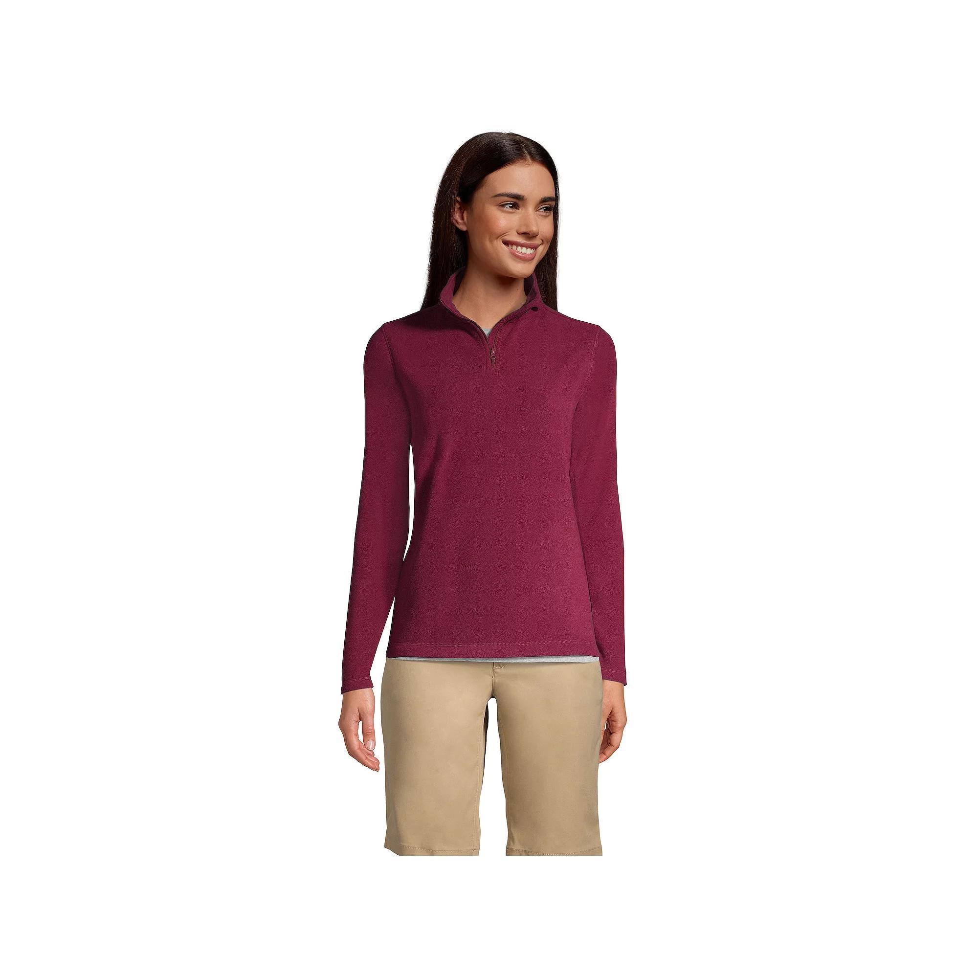 Women's Lands' End Lightweight Fleece Quarter Zip Pullover,  Product Image
