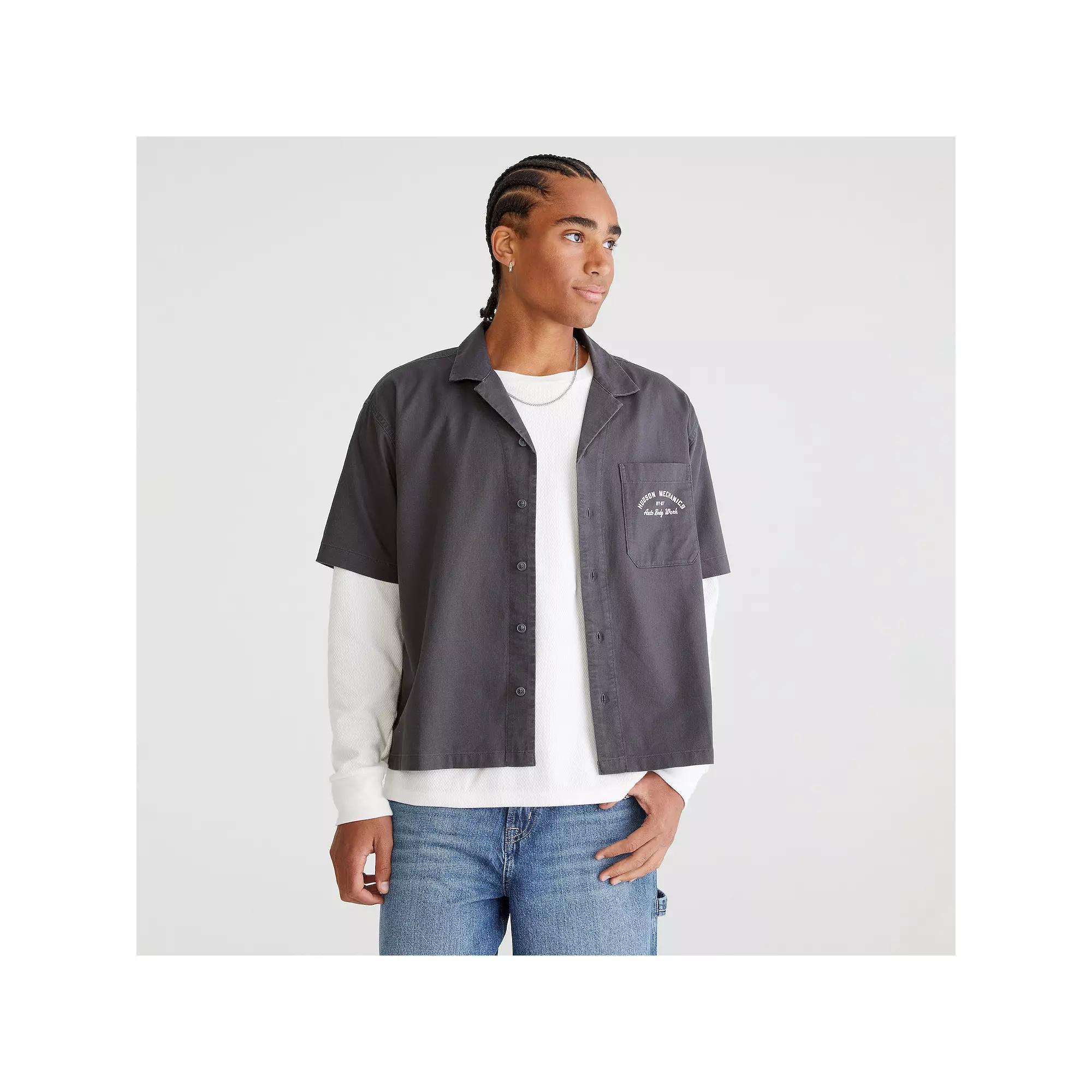 Men's Aeropostale Mechanic Button Down Shirt, Size: Medium, Simply Brown Product Image