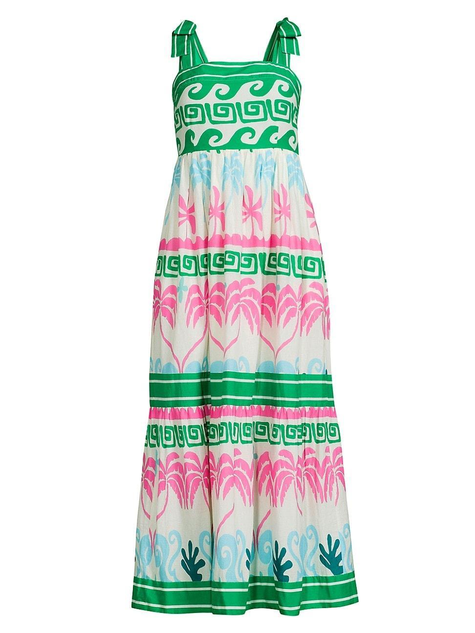 Womens Cami Palm Tree Sleeveless Maxi Dress Product Image