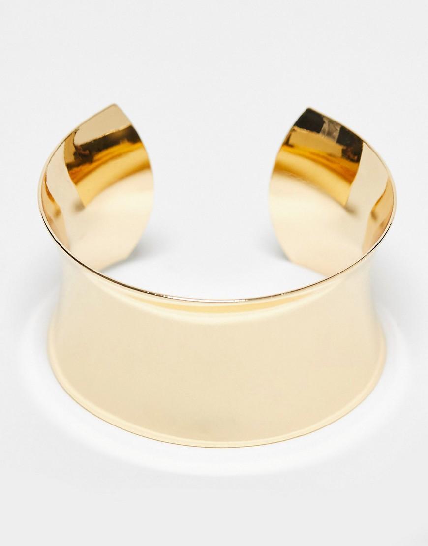 ASOS DESIGN wide cuff bracelet in gold tone Product Image