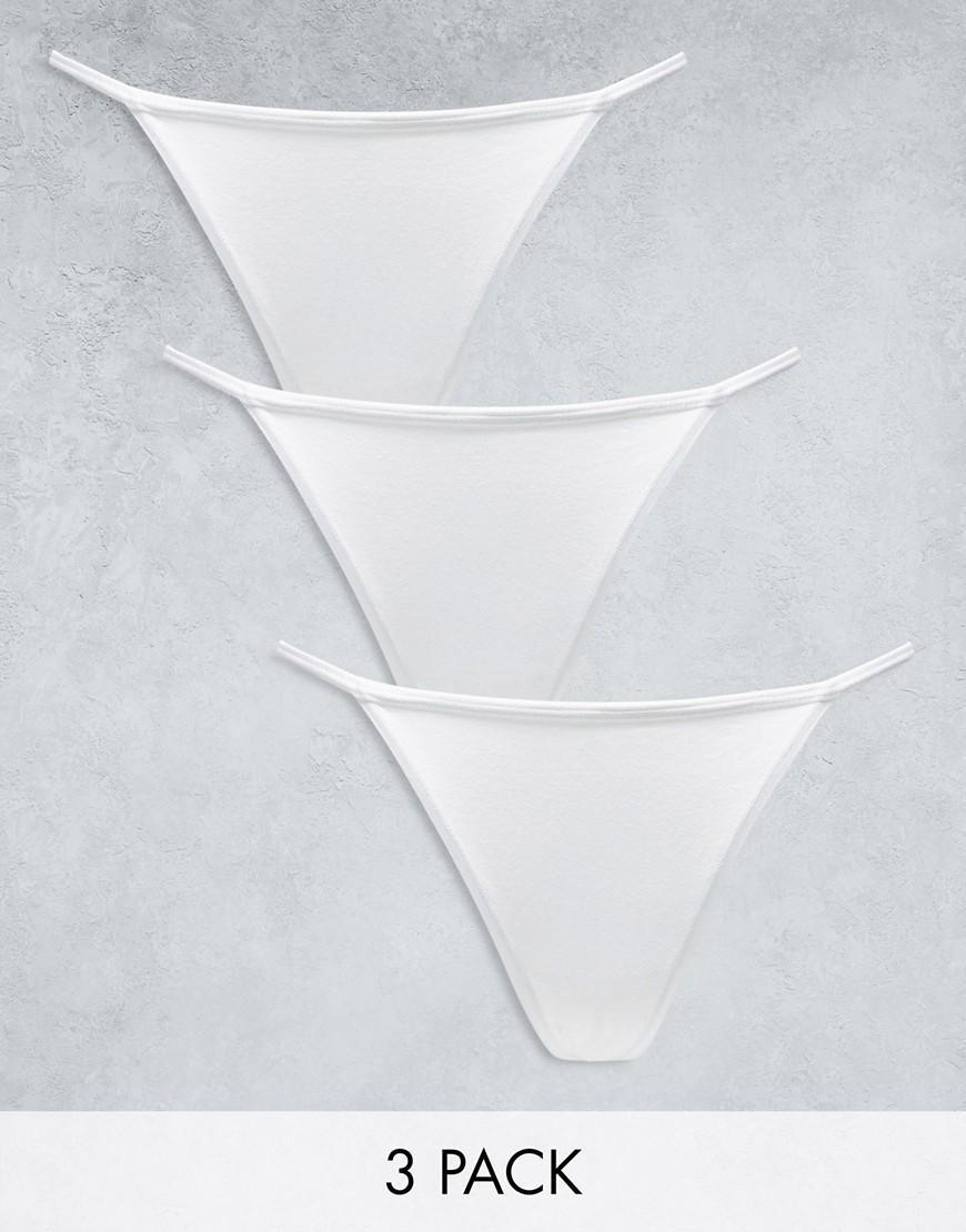 Lindex SoU Jenianne cotton 3 pack tanga side thong in white Product Image