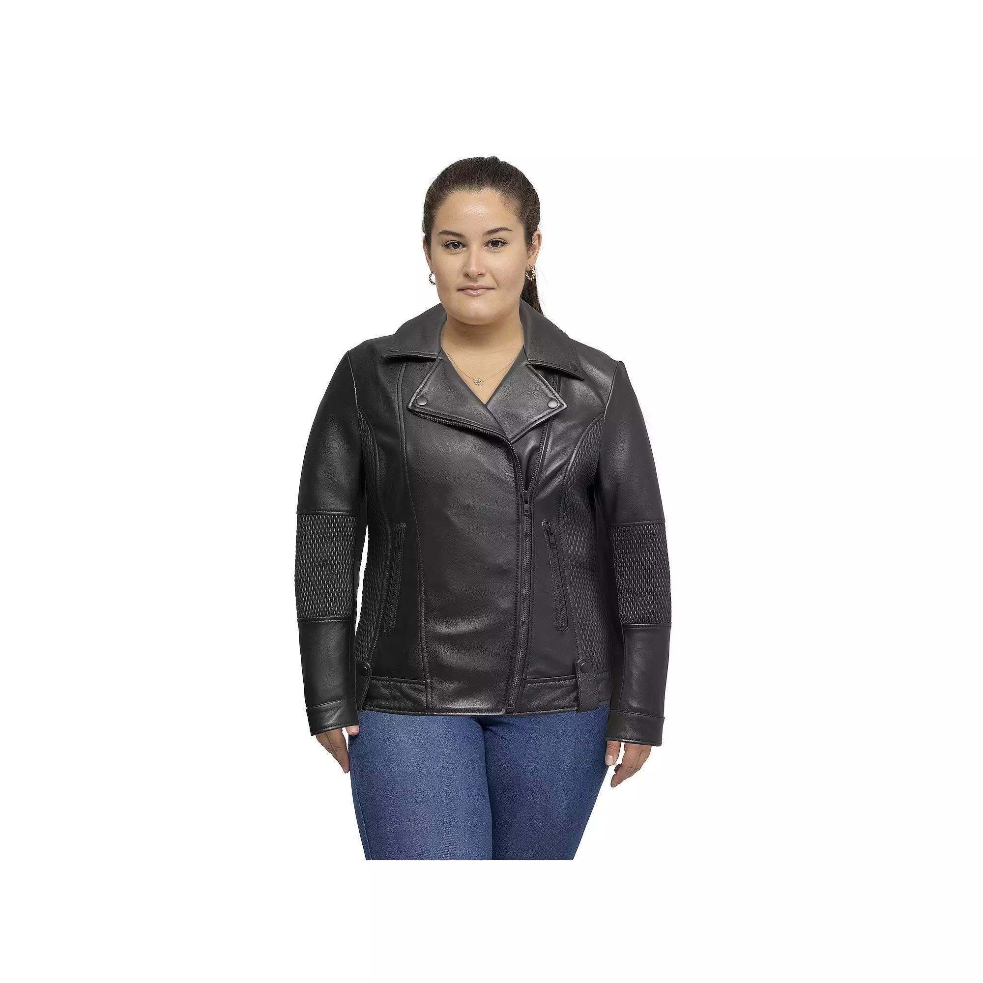 Plus Size Whet Blu Crossover Leather Jacket, Women's, Size: 5XL, Whisky Product Image