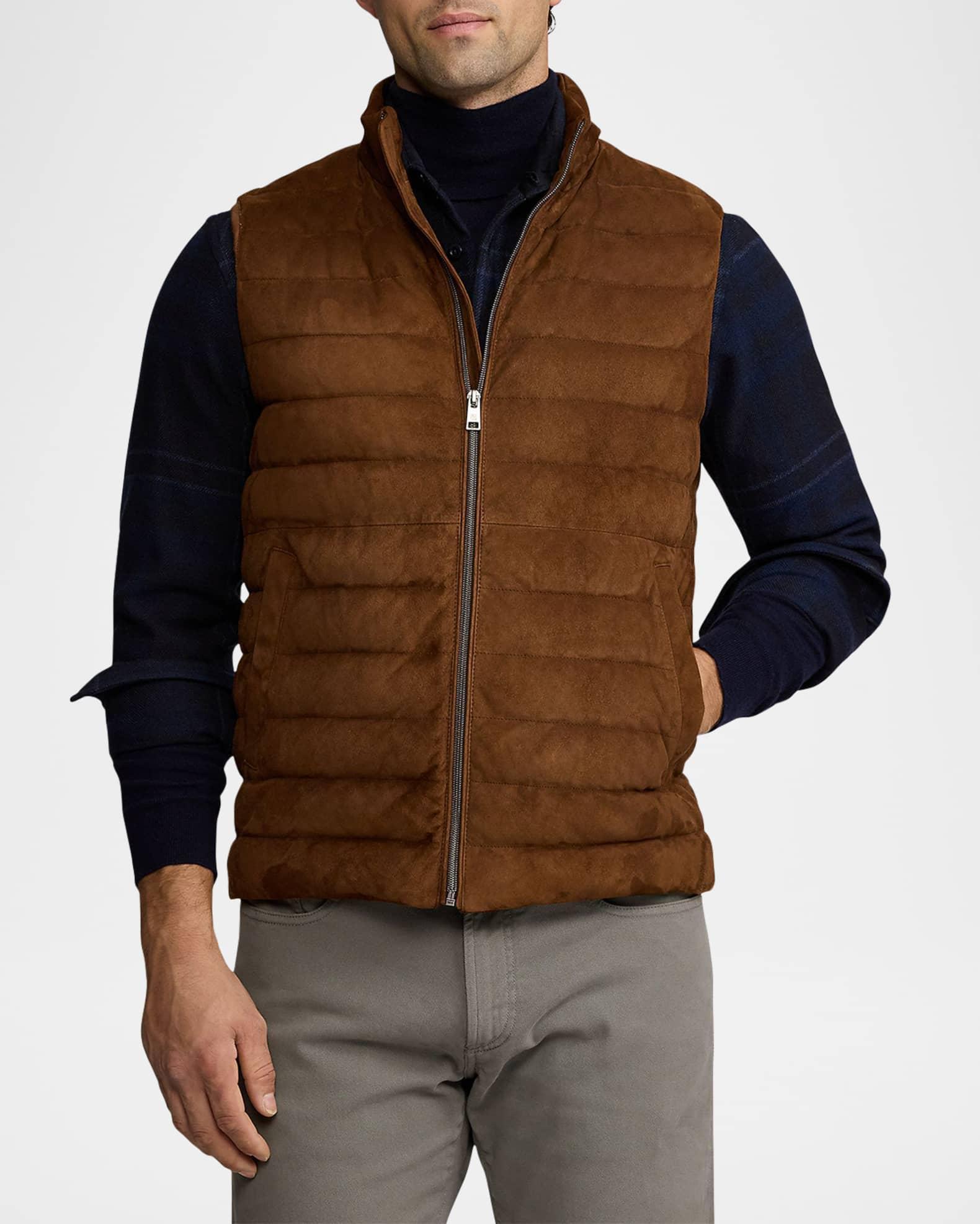 Men's Quilted Suede Down Vest Product Image