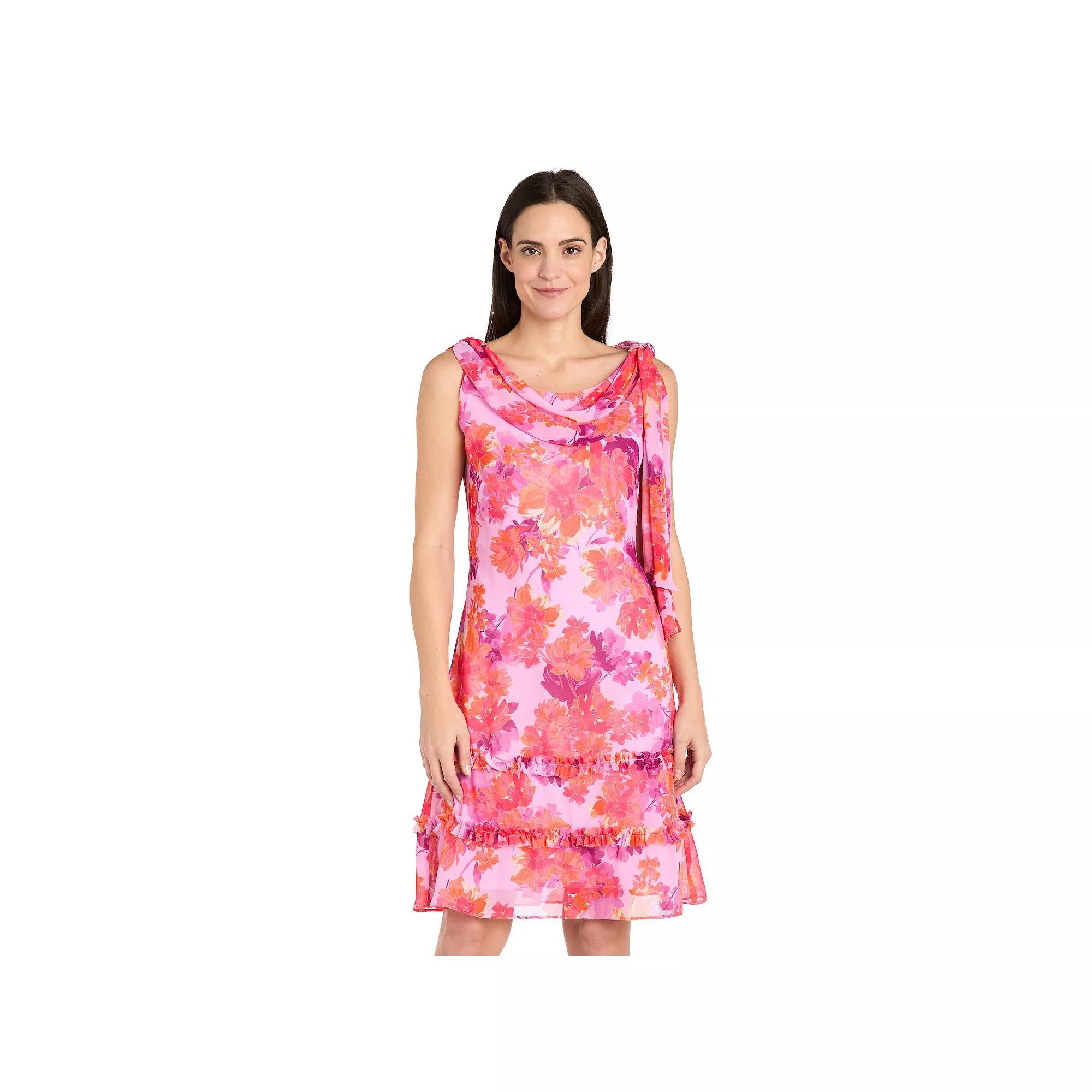 Women's R&M Richards Side Tie Ruffle Trim Detail Dress,  Product Image