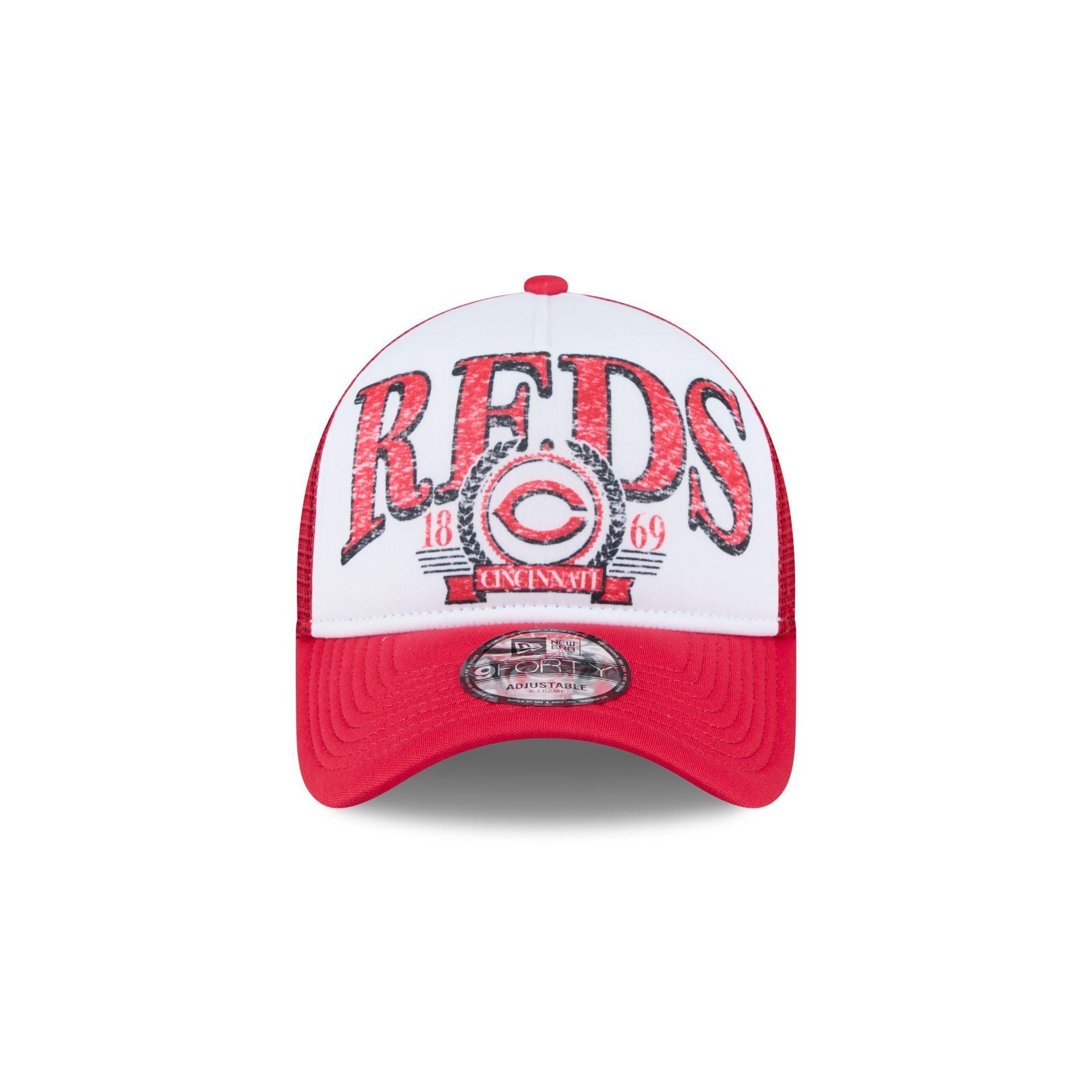 Cincinnati Reds Distressed 9FORTY A-Frame Trucker Hat Male Product Image