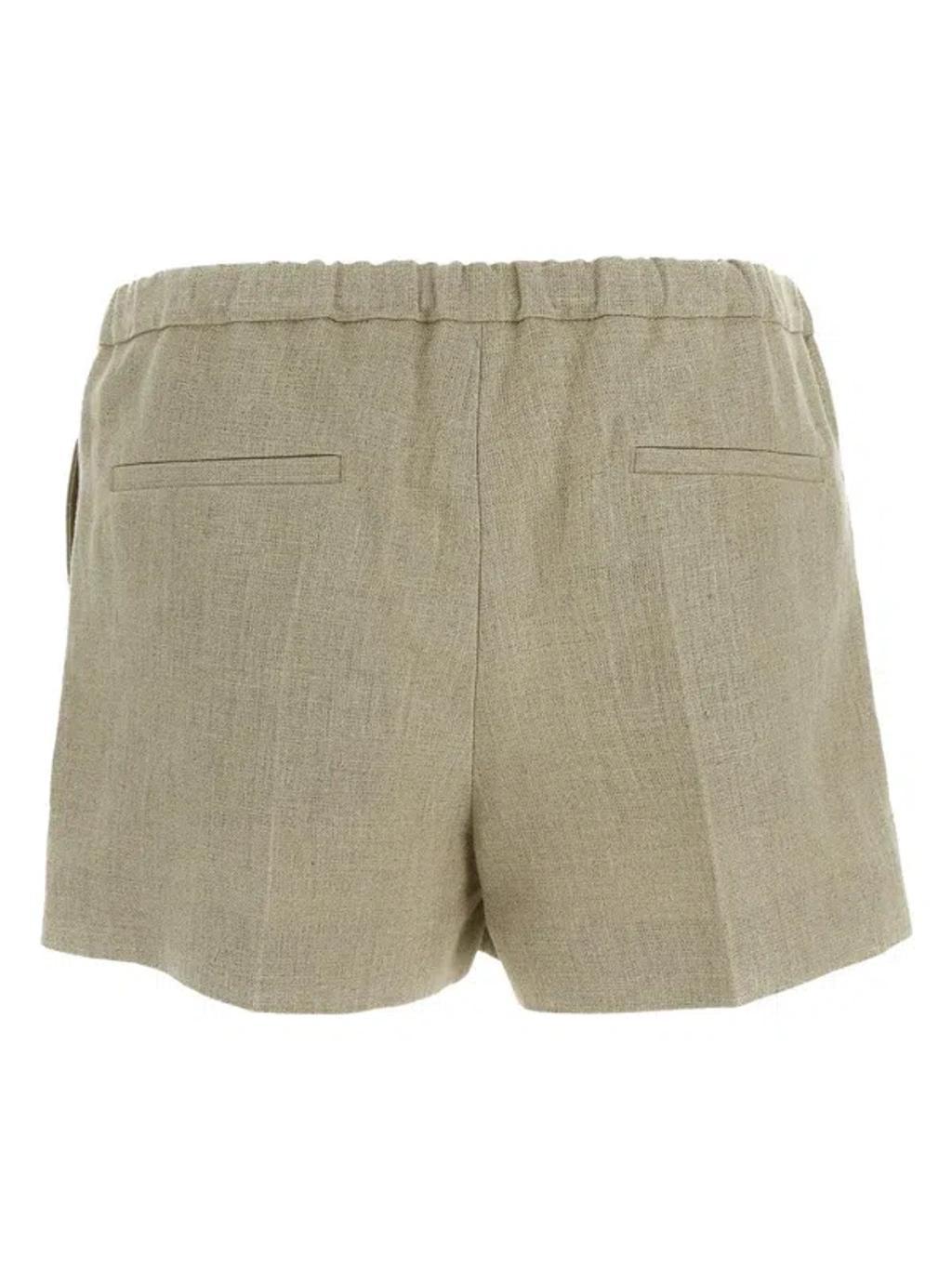 Linen Bermuda Shorts In Beige Product Image