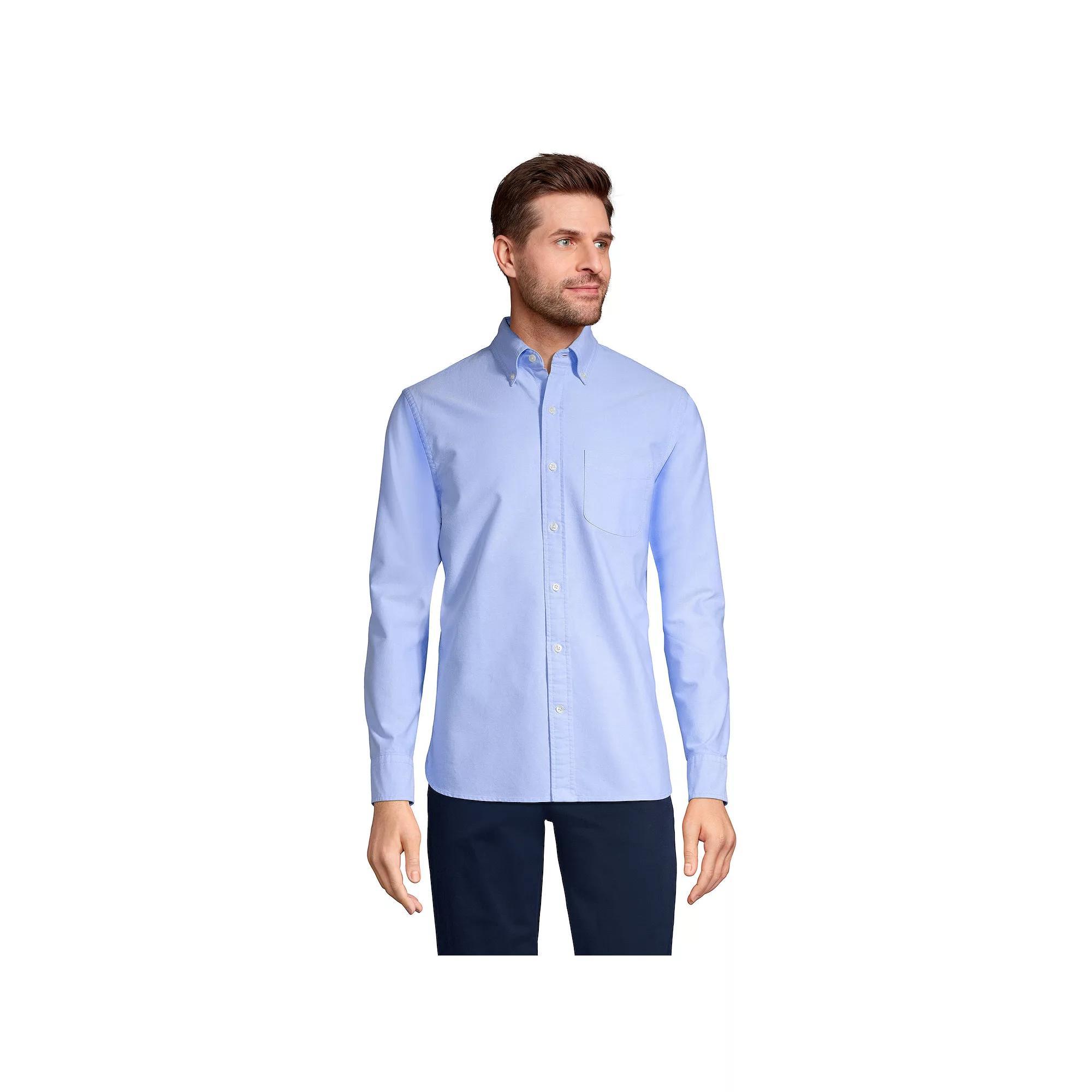 Men's Lands' End Tailored-Fit Sail Rigger Oxford Shirt, Size: XL, Blue Product Image