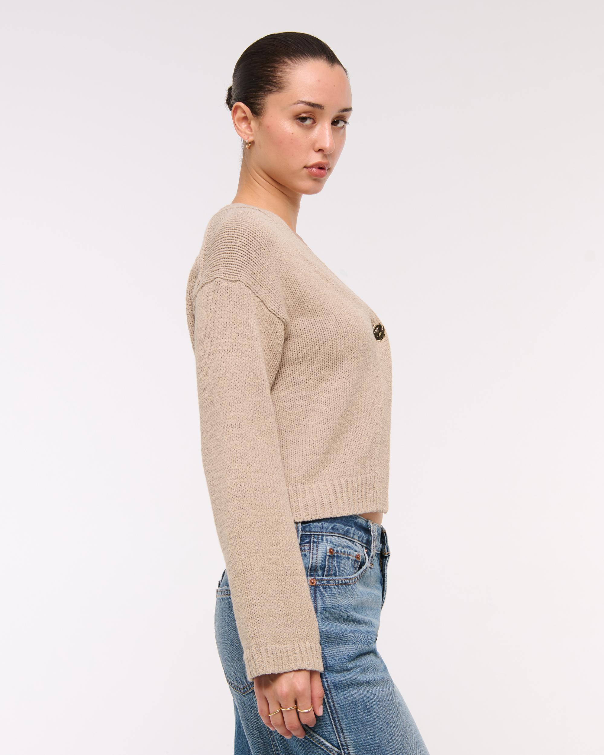 Textural 1-Button Cardigan Product Image