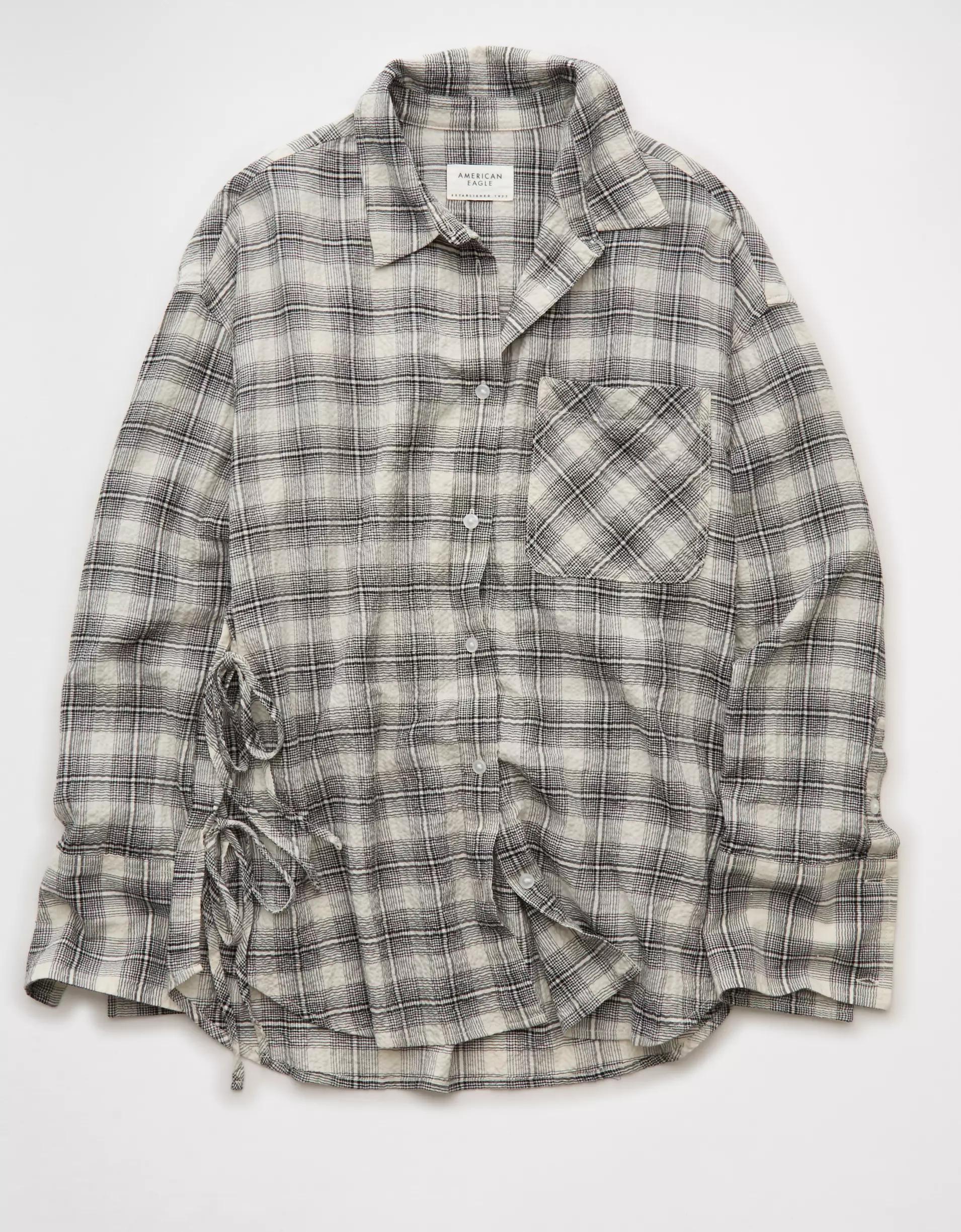 AE Side-Tie Button-Up Shirt Product Image