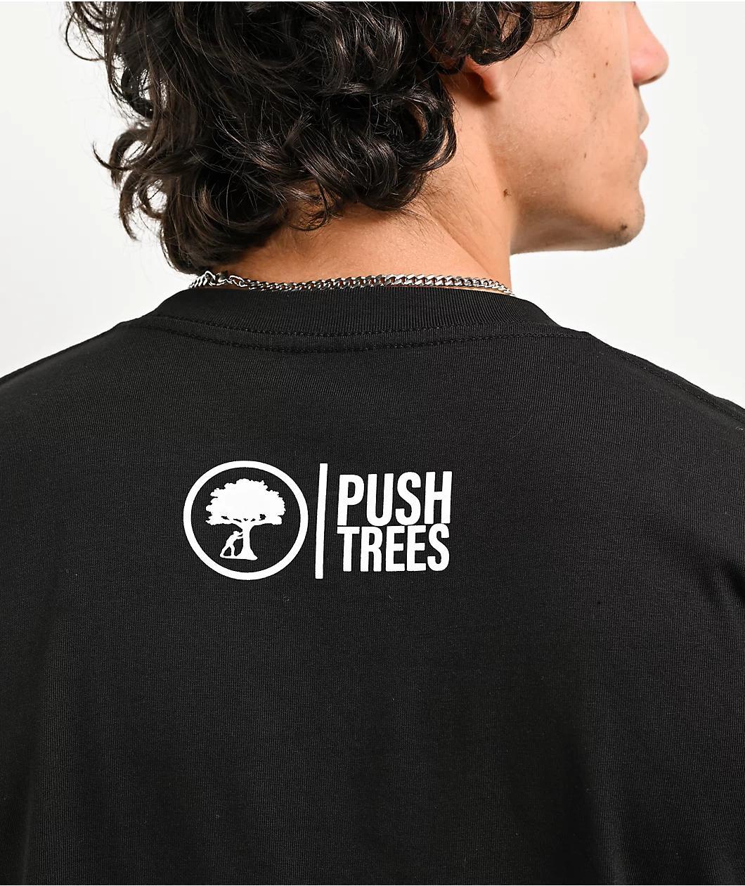 Push Trees Stamp Black T-Shirt Product Image