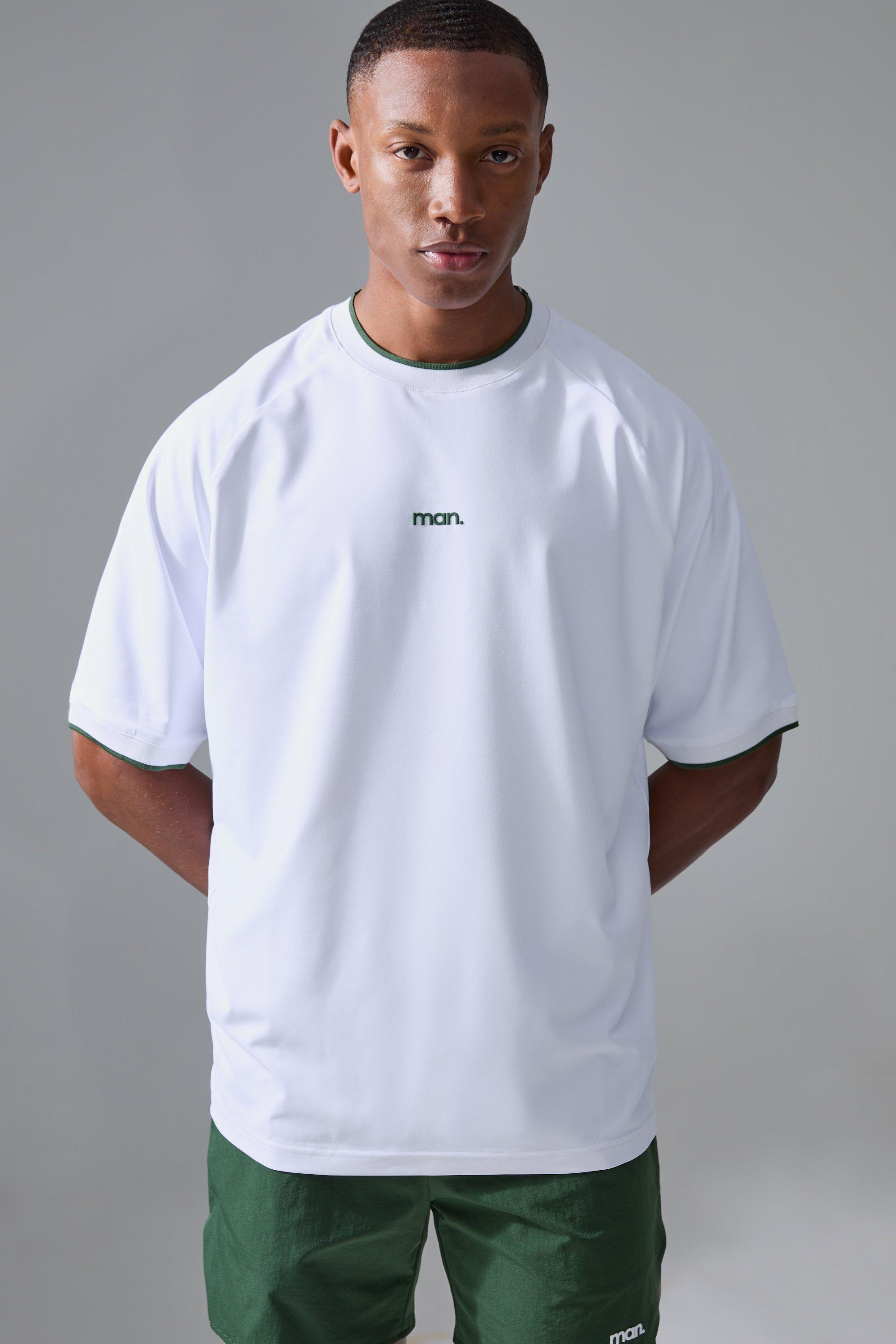 Mens White Man Sport Oversized Performance T-shirt, White Product Image