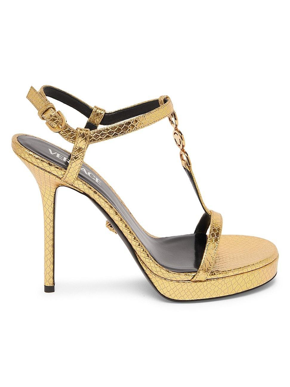 Medusa Metallic T-Strap Platform Sandals Product Image