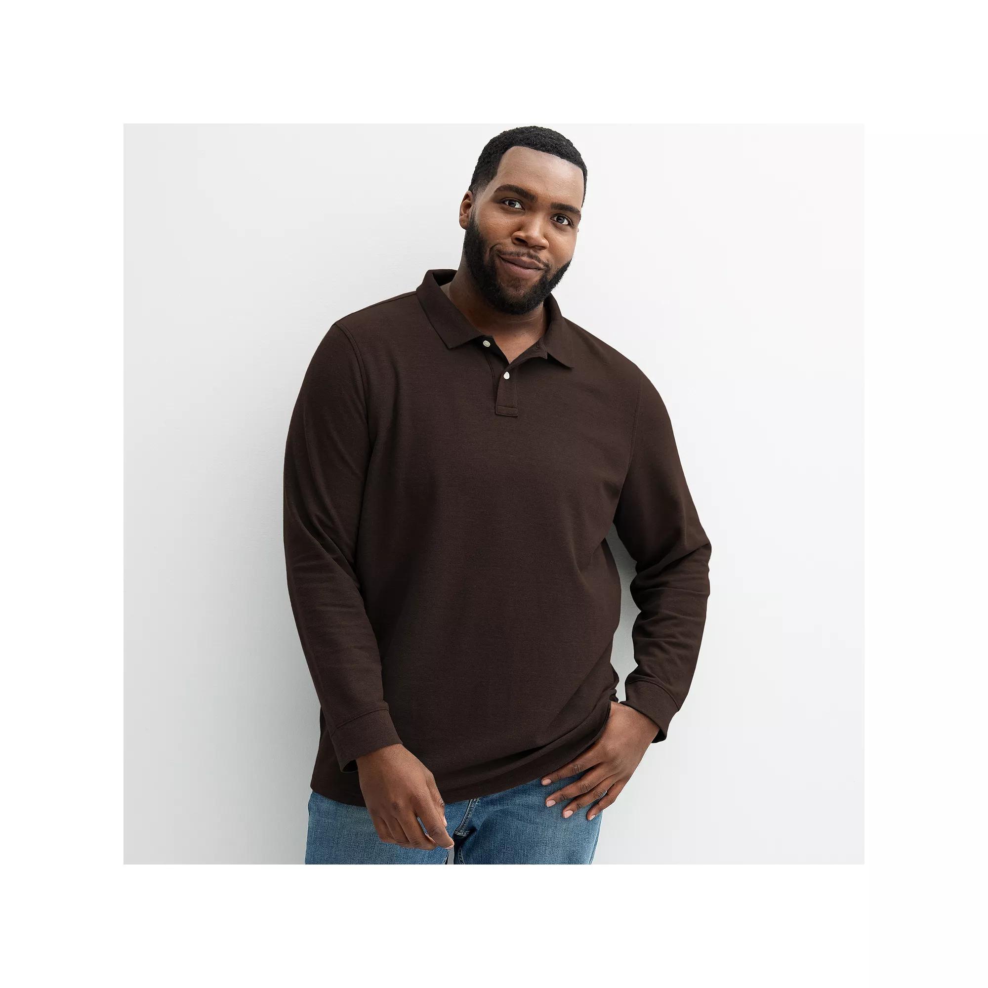 Big & Tall Sonoma Goods For Life® Long Sleeve Pique Polo, Men's, Size: Large Tall, Proteus Purple Product Image