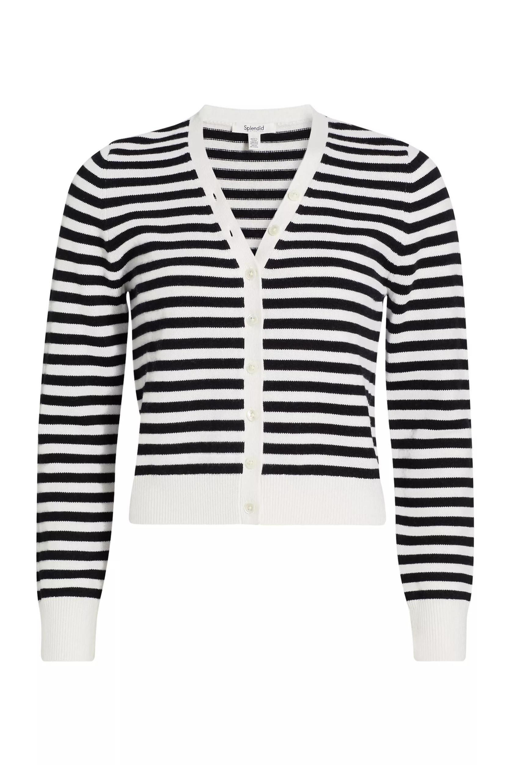 Santina Striped V-Neck Cardigan Product Image