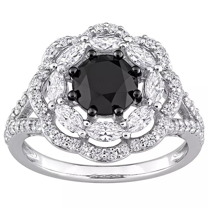 Stella Grace 10k White Gold 1 1/2 Carat T.W. Black Diamond & Lab-Created Moissanite Engagement Ring, Women's, Size: 5 Product Image