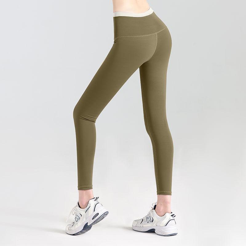 Mid Rise Contrast Trim Cropped Yoga Pants Product Image