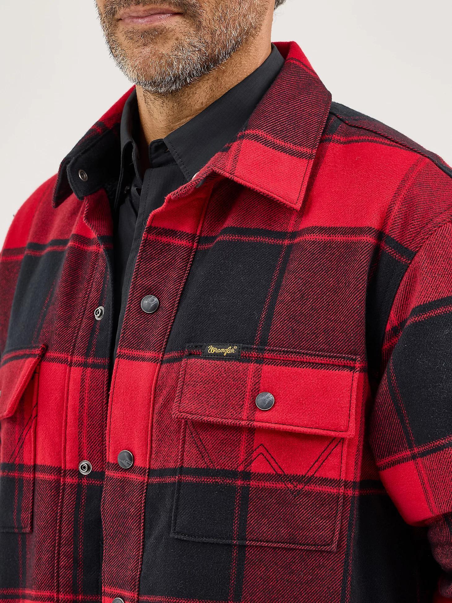 Men's Wrangler Sherpa Lined Flannel Snap Shirt Jacket Buffalo Product Image