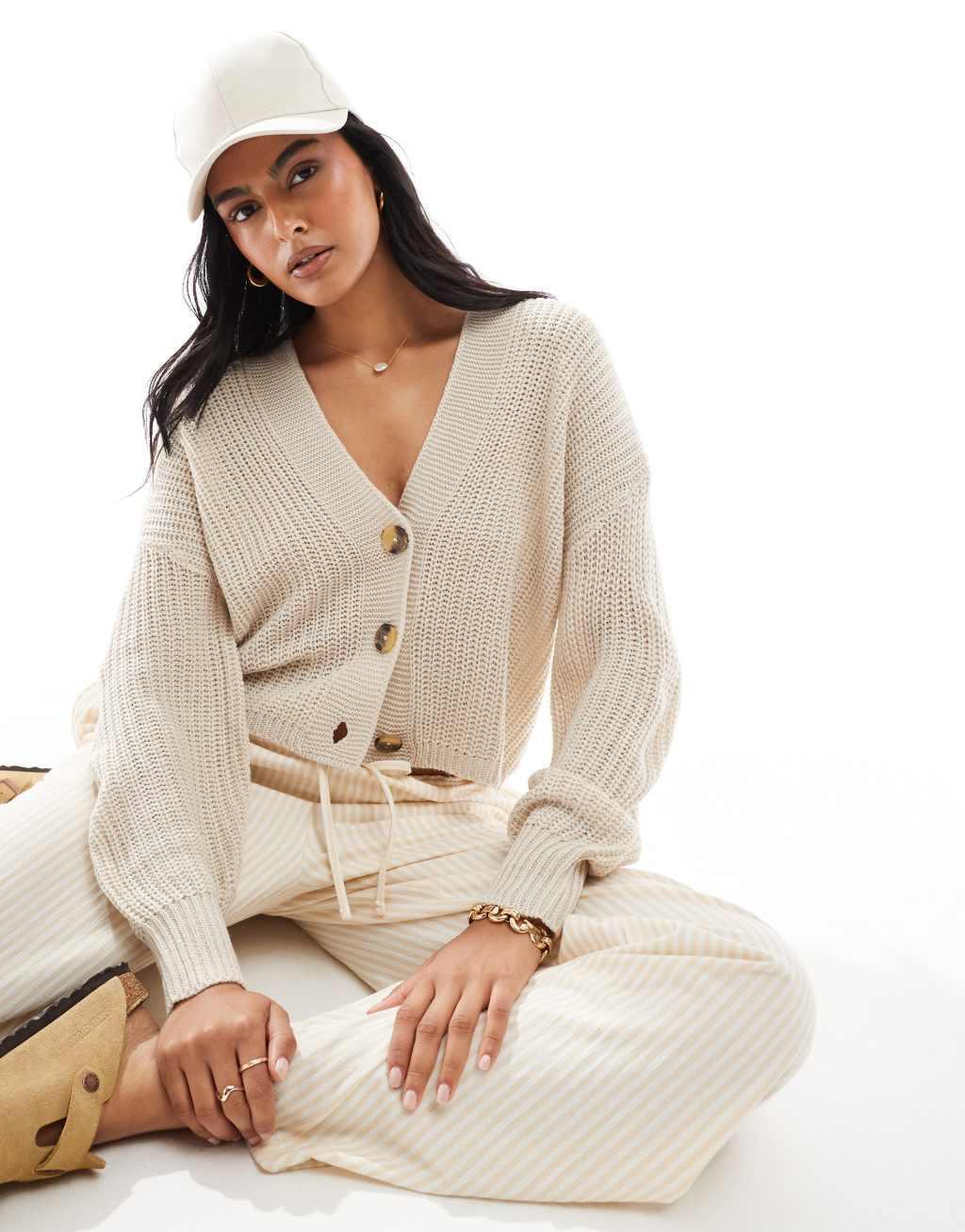 ONLY knit cardigan in stone  Product Image