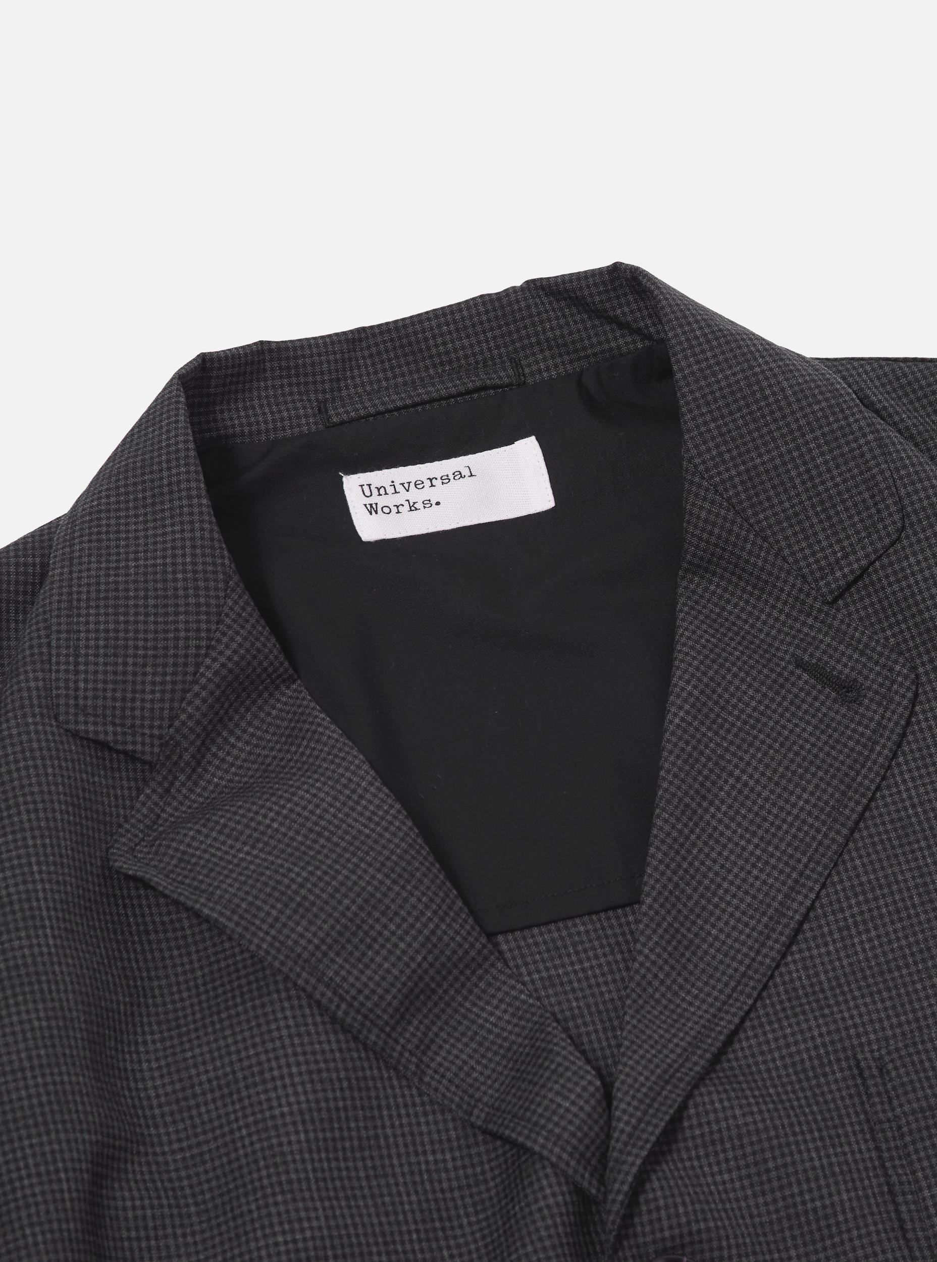 Black Mini Check Three Button Jacket Product Image