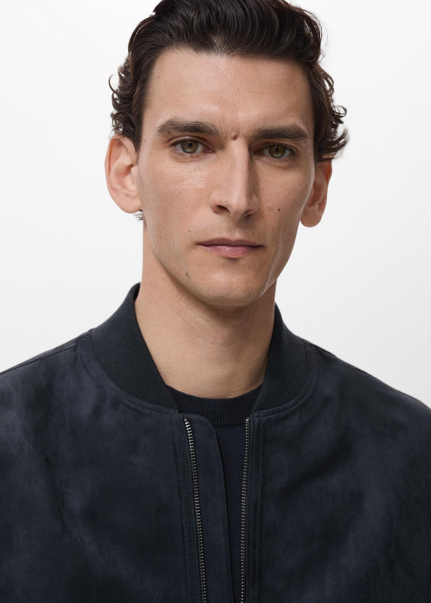 Suede-effect bomber jacket - Men | MANGO USA Product Image