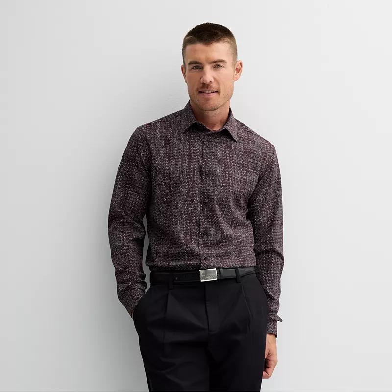 Mens Apt. 9 Slim-Fit Performance Wrinkle Resistant Dress Shirt Red Tweed Print Product Image