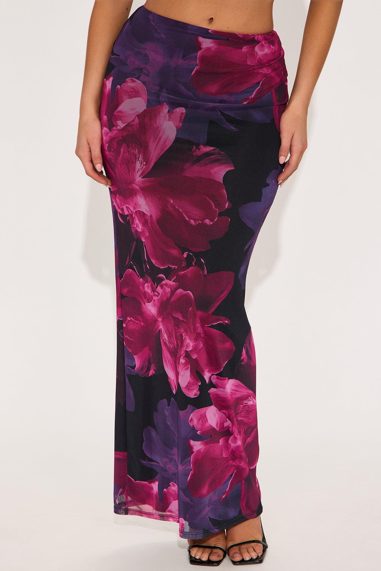Midnight Bloom Mesh Maxi Skirt - Black/combo Product Image