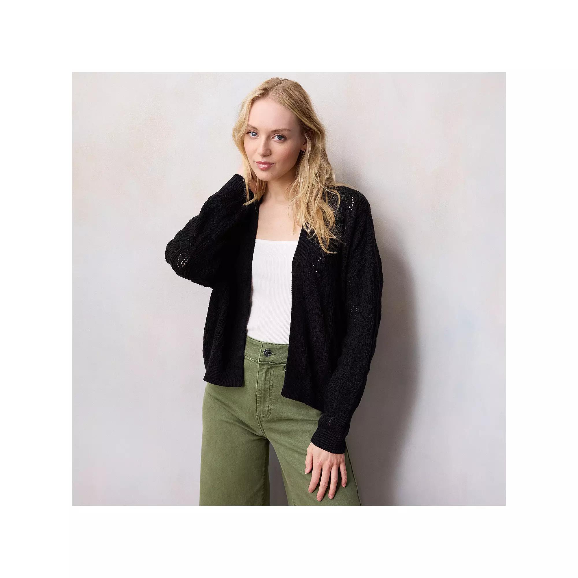 Womens LC Lauren Conrad Pointelle Open Cardigan Product Image