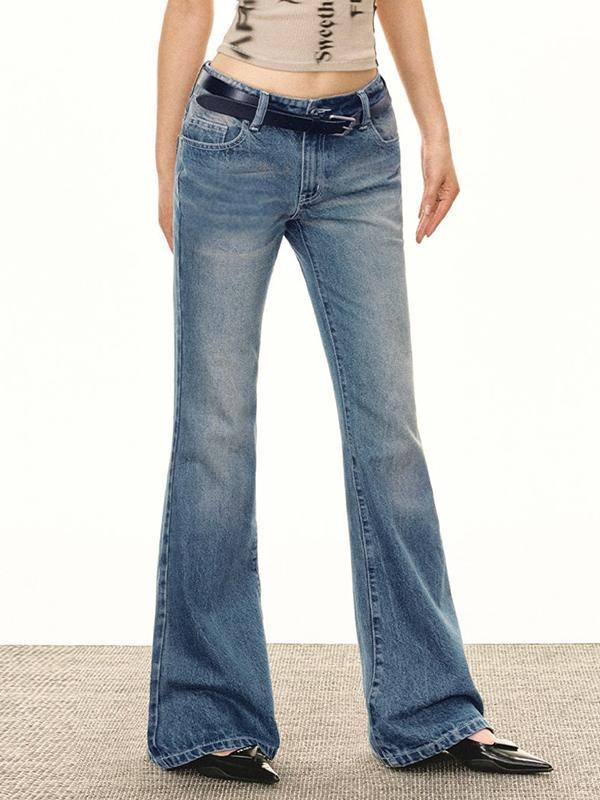 Distressed Low Waist Flare Jeans Product Image