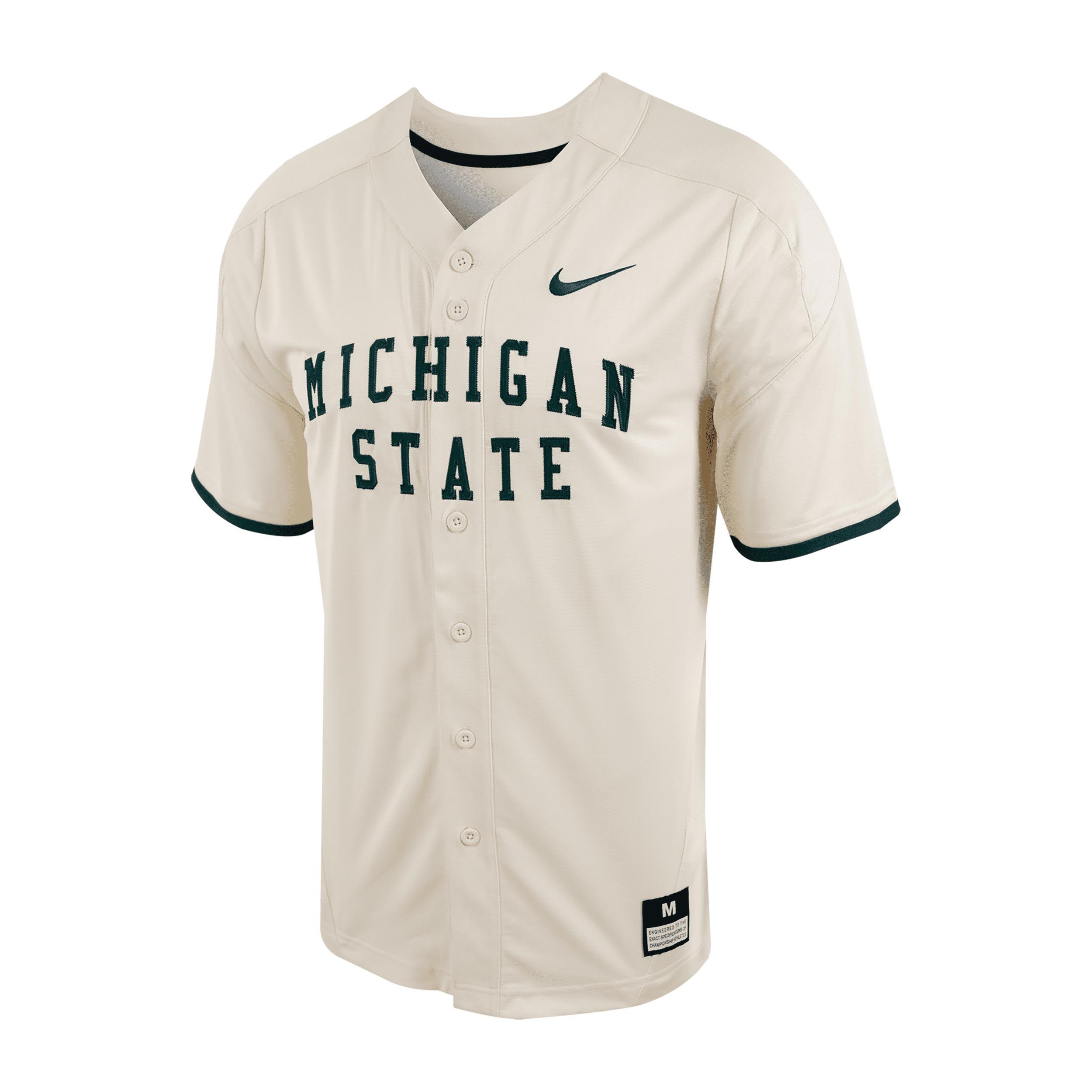 Mens Nike Natural Michigan State Spartans Replica Vapor Elite Full-Button Baseball Jersey Product Image