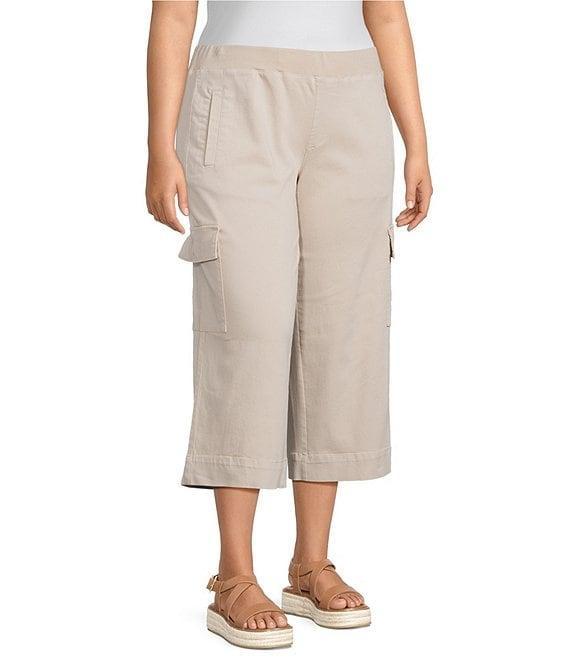 Intro Plus Size Rib Knit Pheobe Pull-On Cargo Capri Pants Product Image
