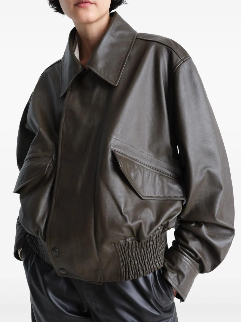 leather bomber jacket Product Image