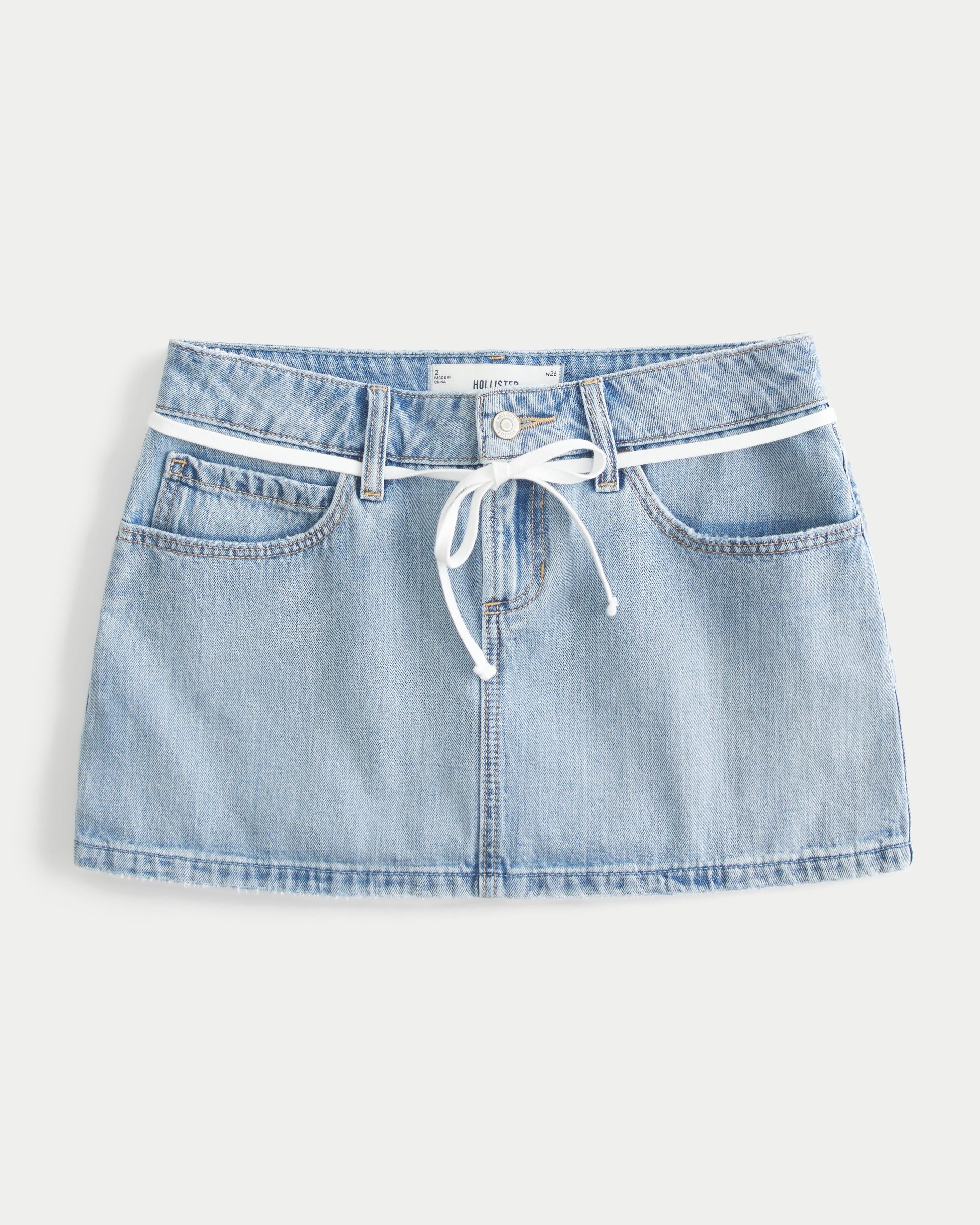 Low-Rise Star Embroidered Denim Mini Skort Product Image