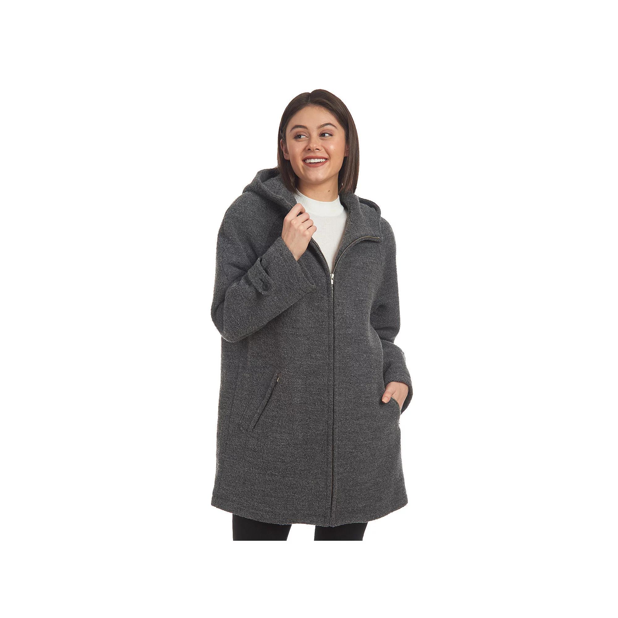 Women's Fleet Street Classic Wool-Blend Hooded Coat, Size: Large, Grey Product Image