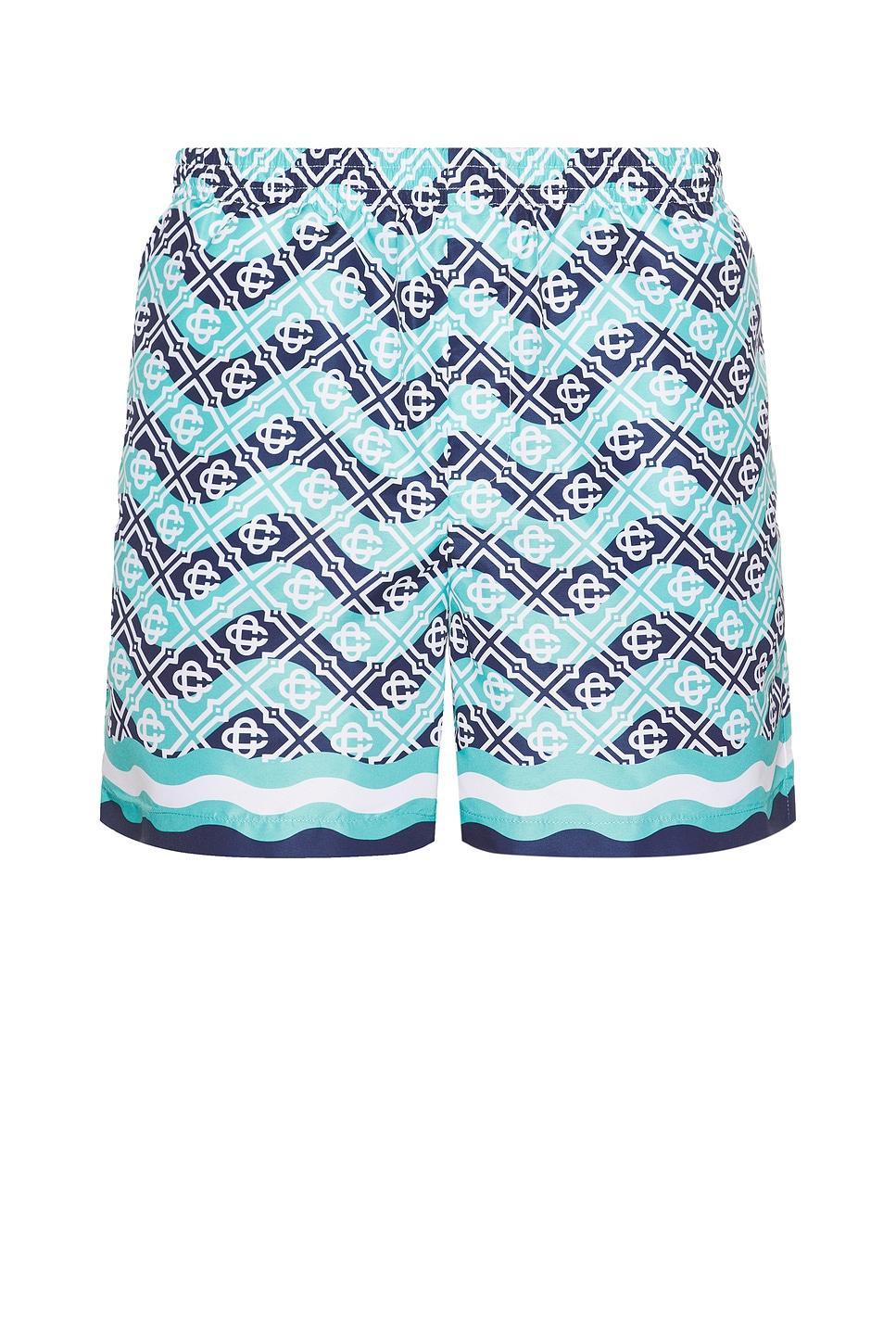 Casablanca Printed Swim Shorts in Baby Blue Product Image