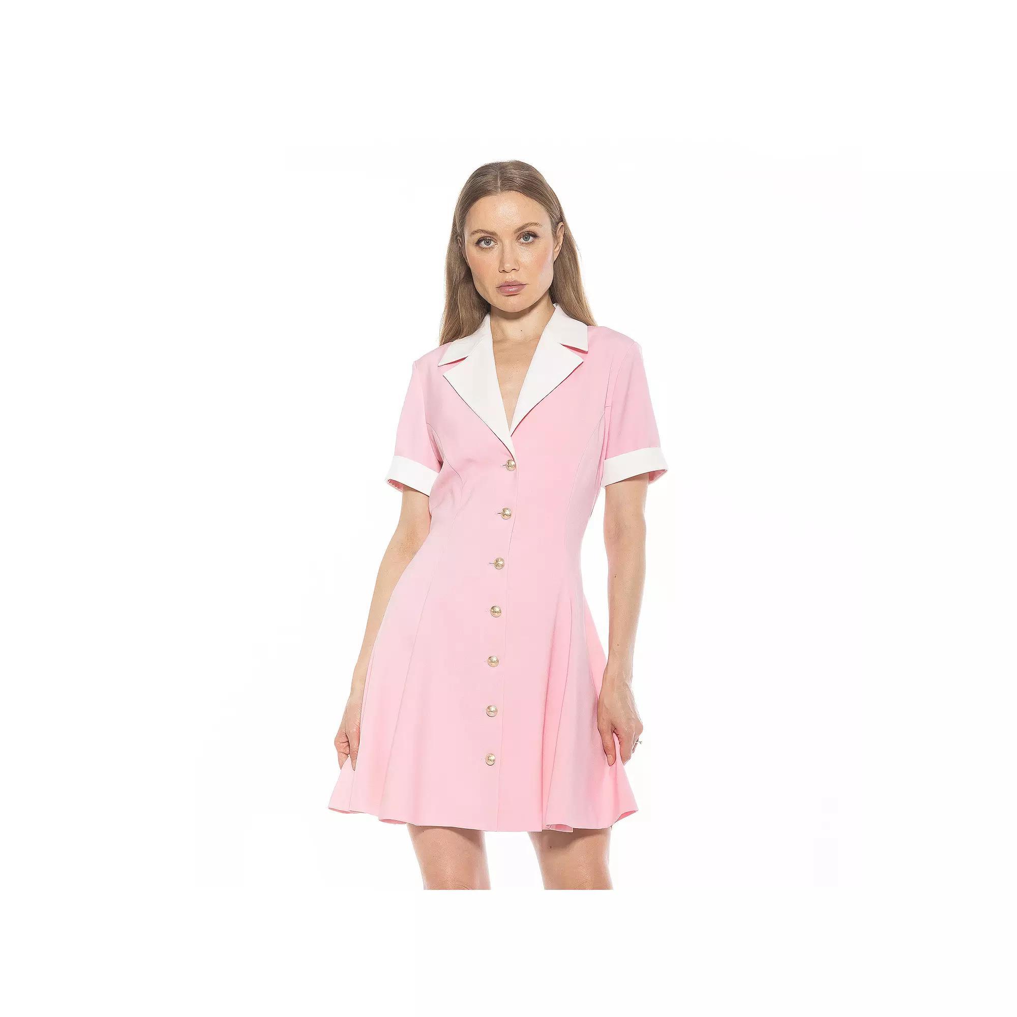 Women's ALEXIA ADMOR Linus Collar Fit & Flare Button-Down Dress,  Product Image