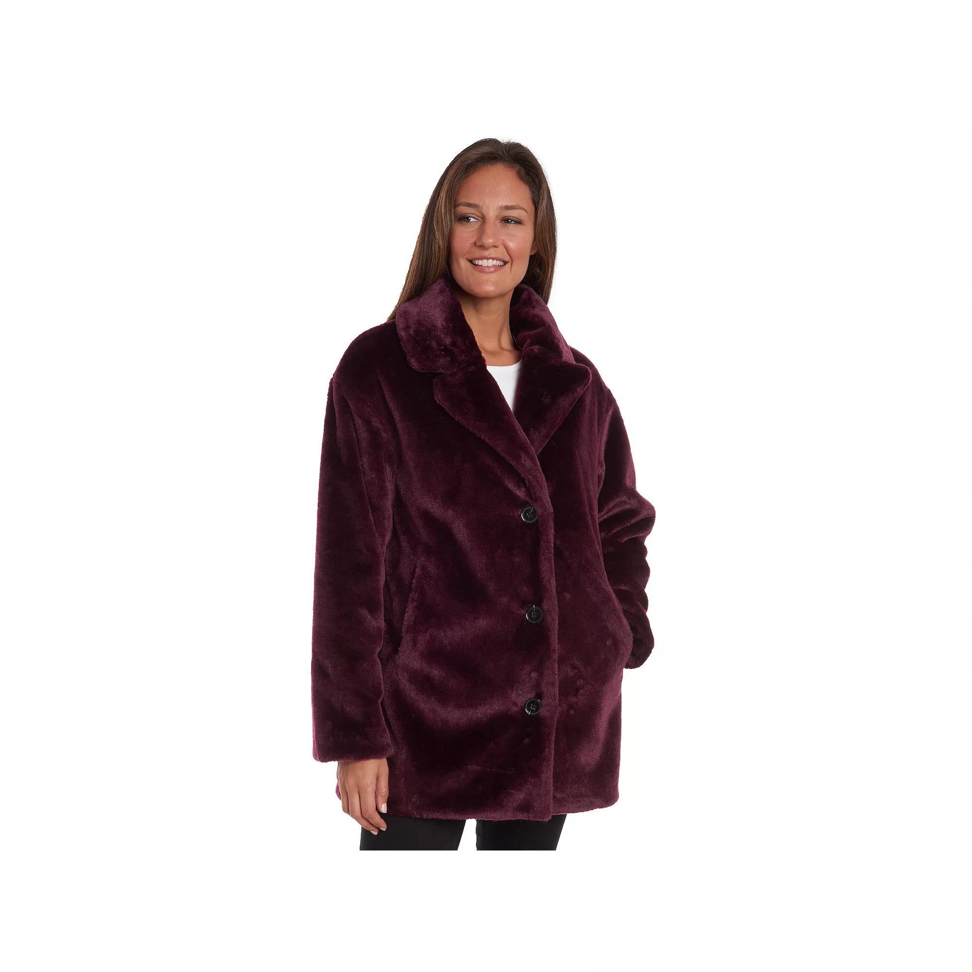 Women's Fleet Street Faux-Fur 3-Button Jacket, Size: Small, Brown Product Image