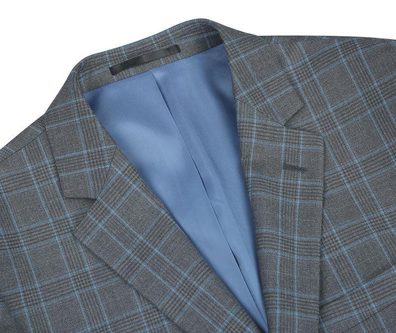 Lozano Collection - Men's 2 Piece Regular Fit Gray Windowpane Suit Male Product Image