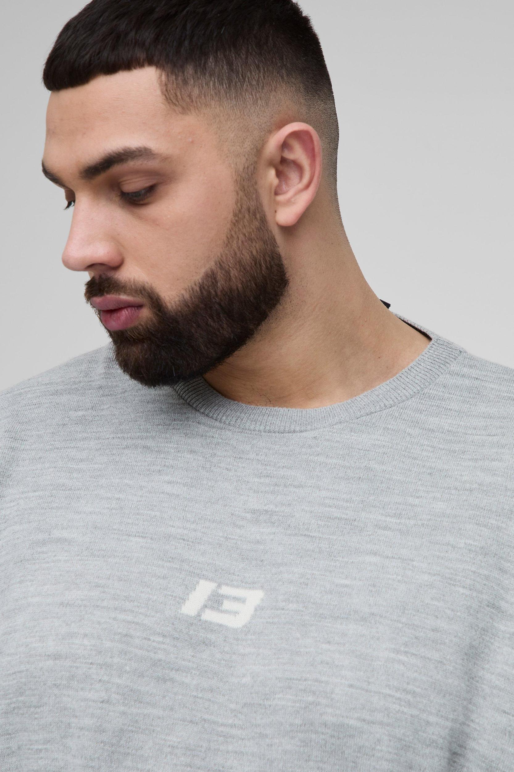 Plus 13 Boxy Oversized Knitted Sweater | boohooMAN USA Product Image