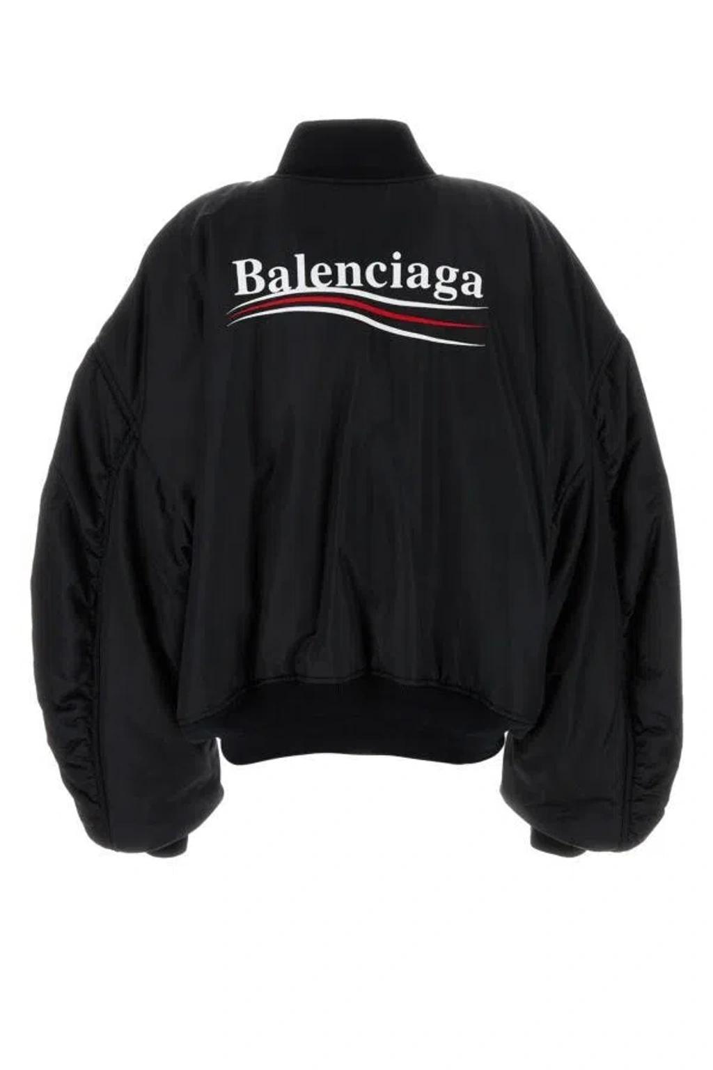 BALENCIAGA Oversized Silhouette Padded Bomber Jacket In Black Product Image