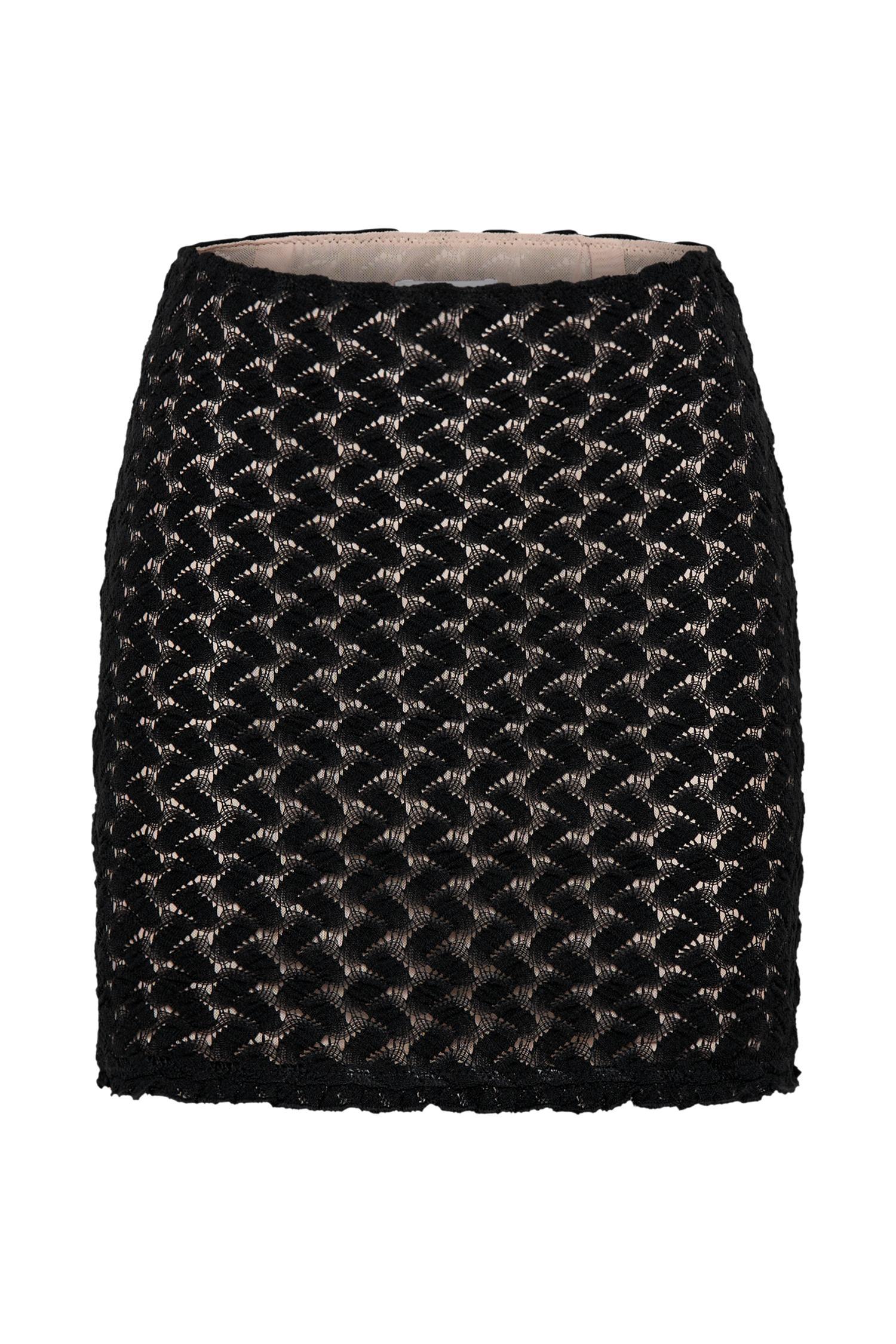 Morgan Mesh And Lace Mini Skirt - Black Product Image