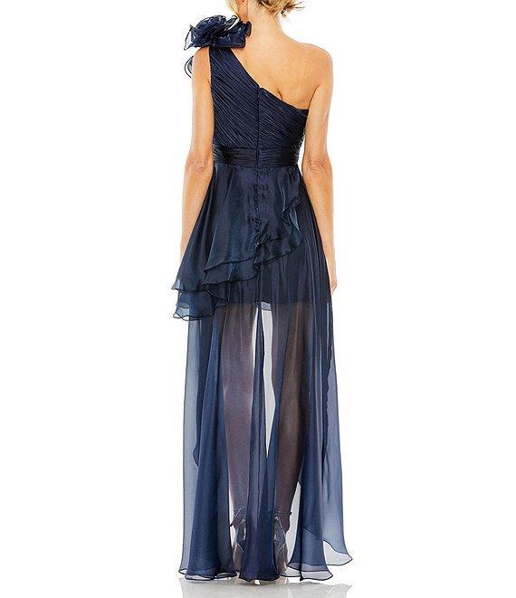 Mac Duggal One Shoulder Ruffled High-Low Hem Tiered Gown Product Image