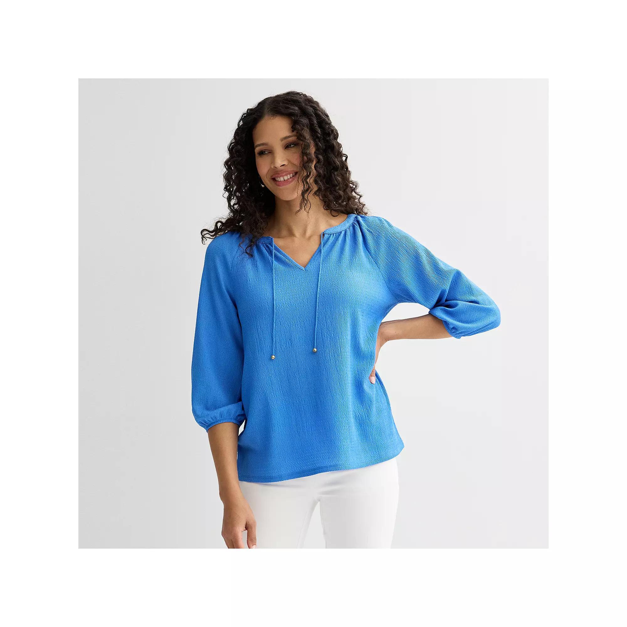 Women's Croft & Barrow® 3/4-Sleeve Peasant Top, Size: XL, Valen River Product Image