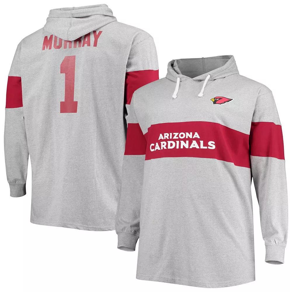 Men's Fanatics Branded Kyler Murray Heathered Gray Arizona Cardinals Big & Tall Player Name & Number Pullover Hoodie, Size: 5XB, Grey Product Image